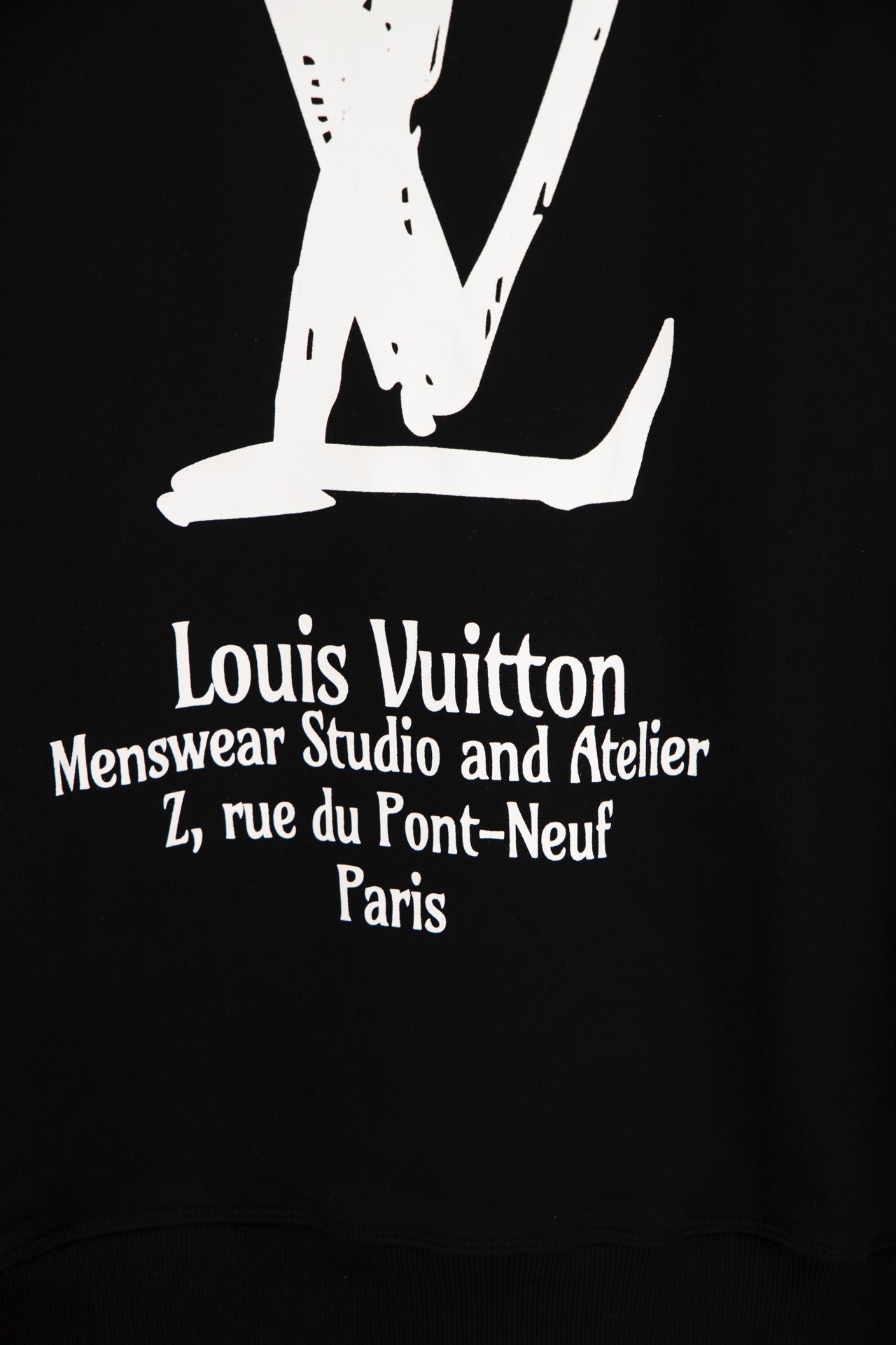 LV large Logo printed crew neck hoodie