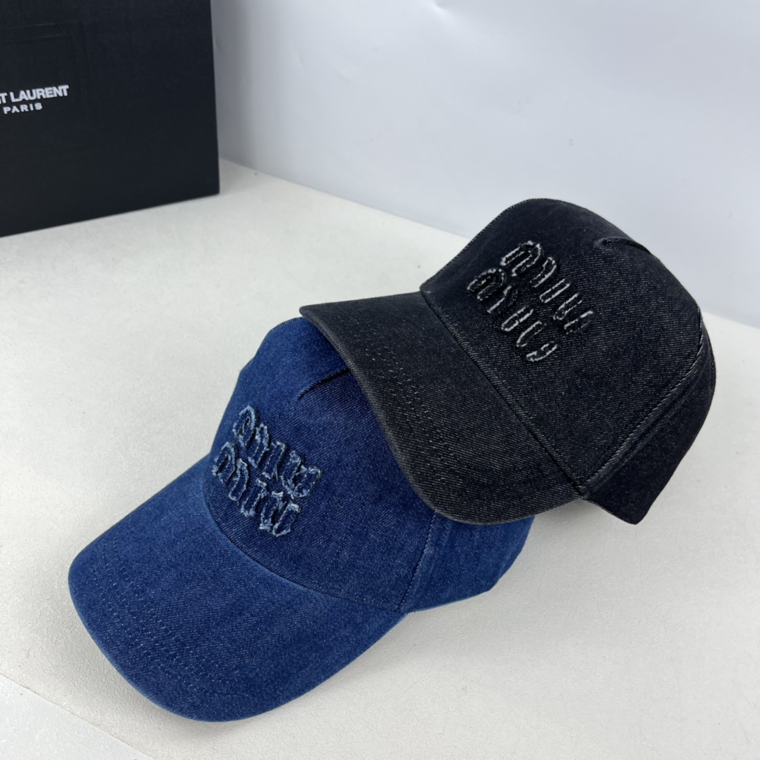 Miumiu washed denim baseball cap