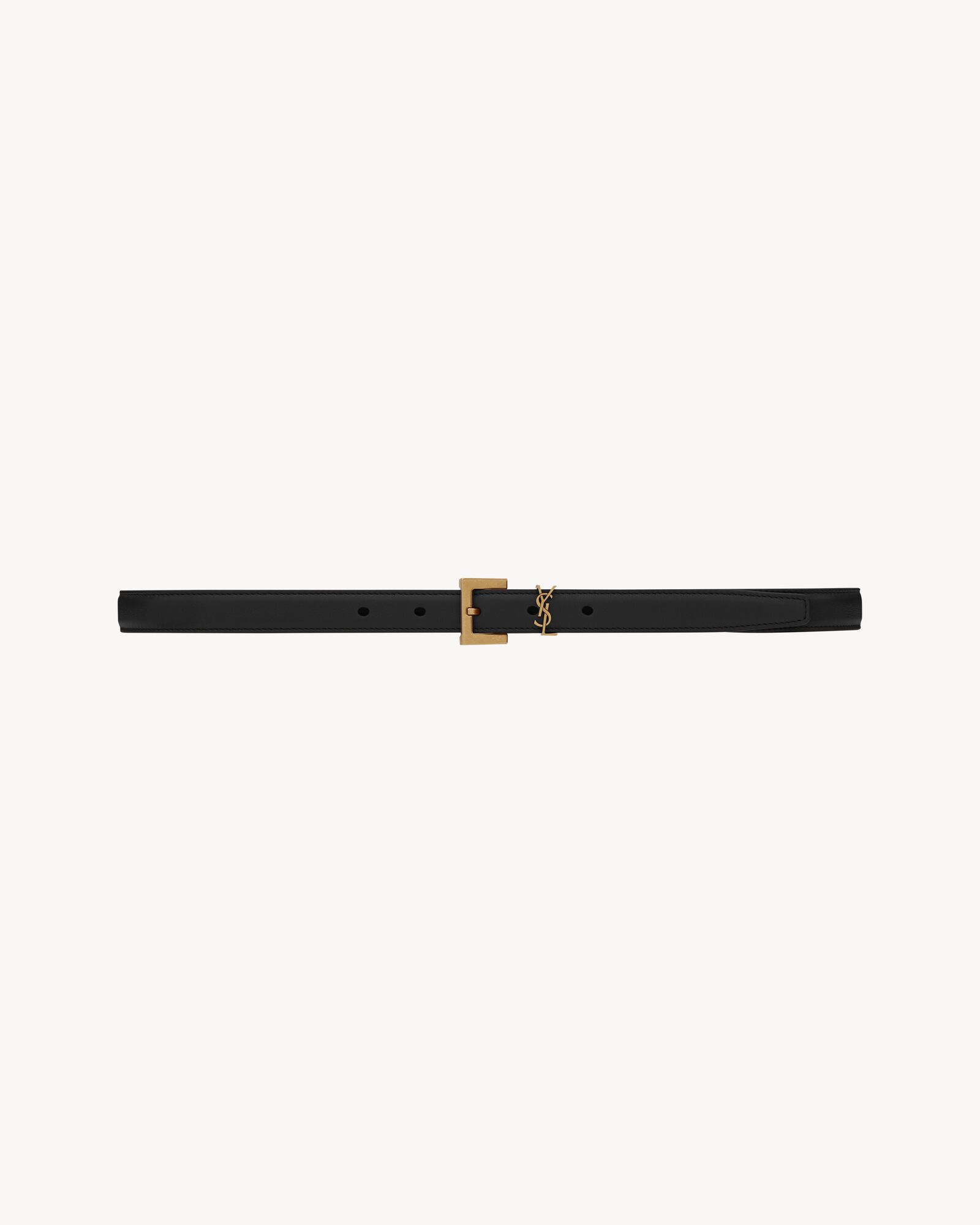 Saint Laurent logo square buckle narrow leather belt