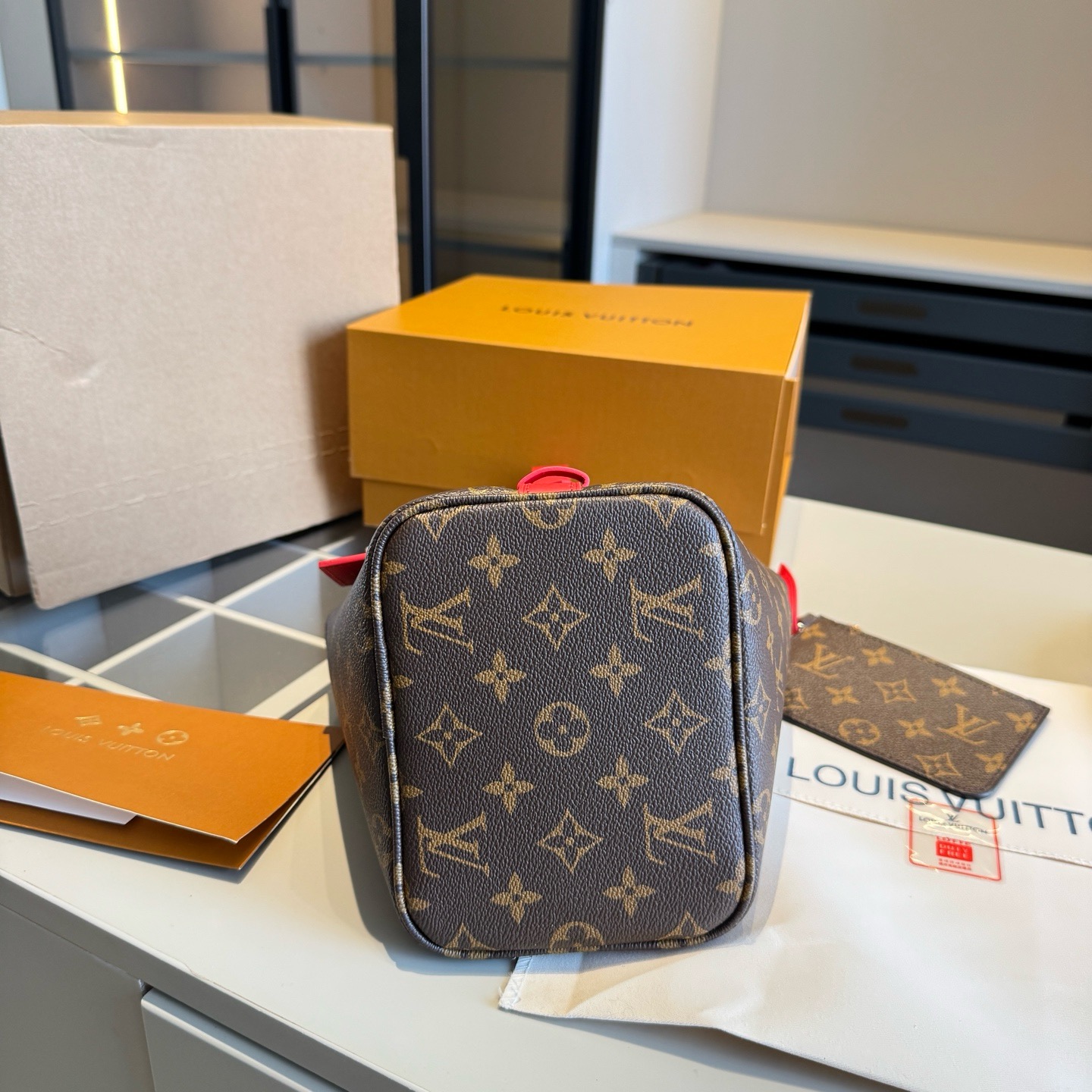 LV Red Series All-in BB Bucket Bag