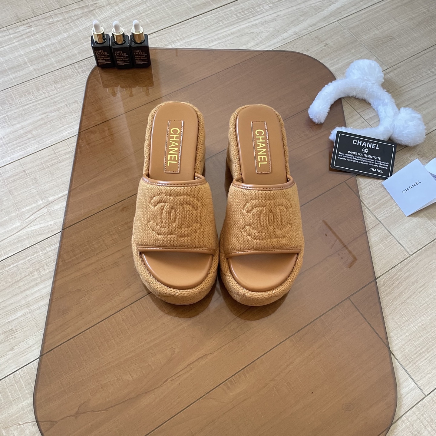 Chanel 25SS knitted thick-soled slippers