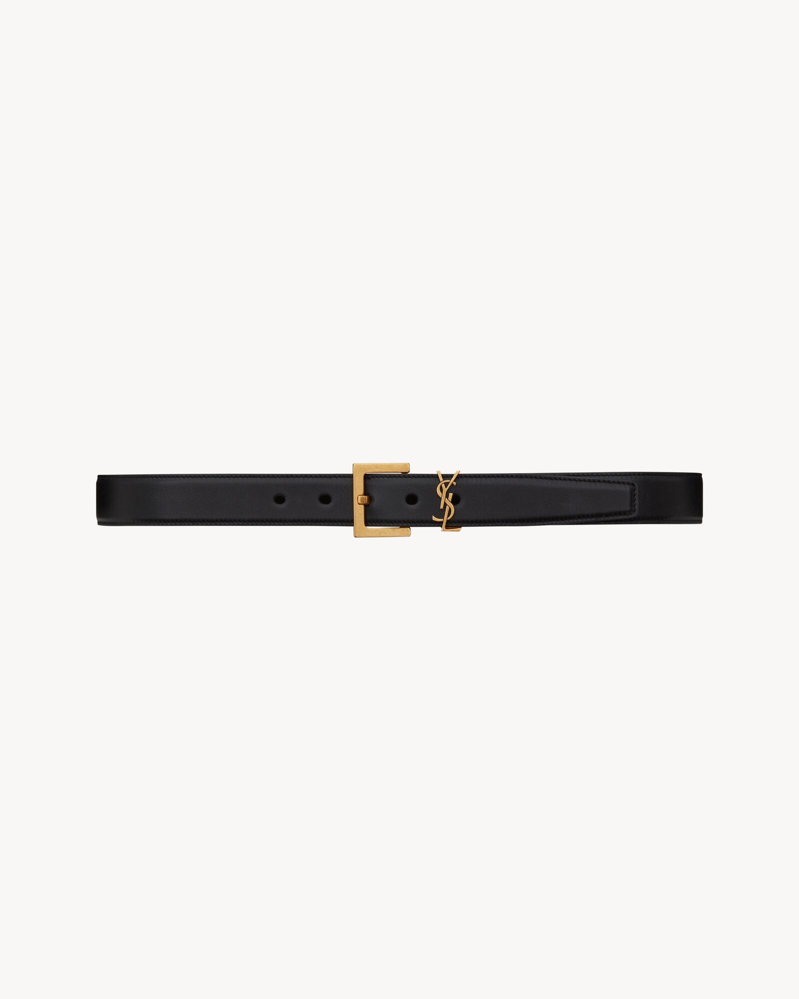 Saint Laurent logo square buckle smooth leather belt