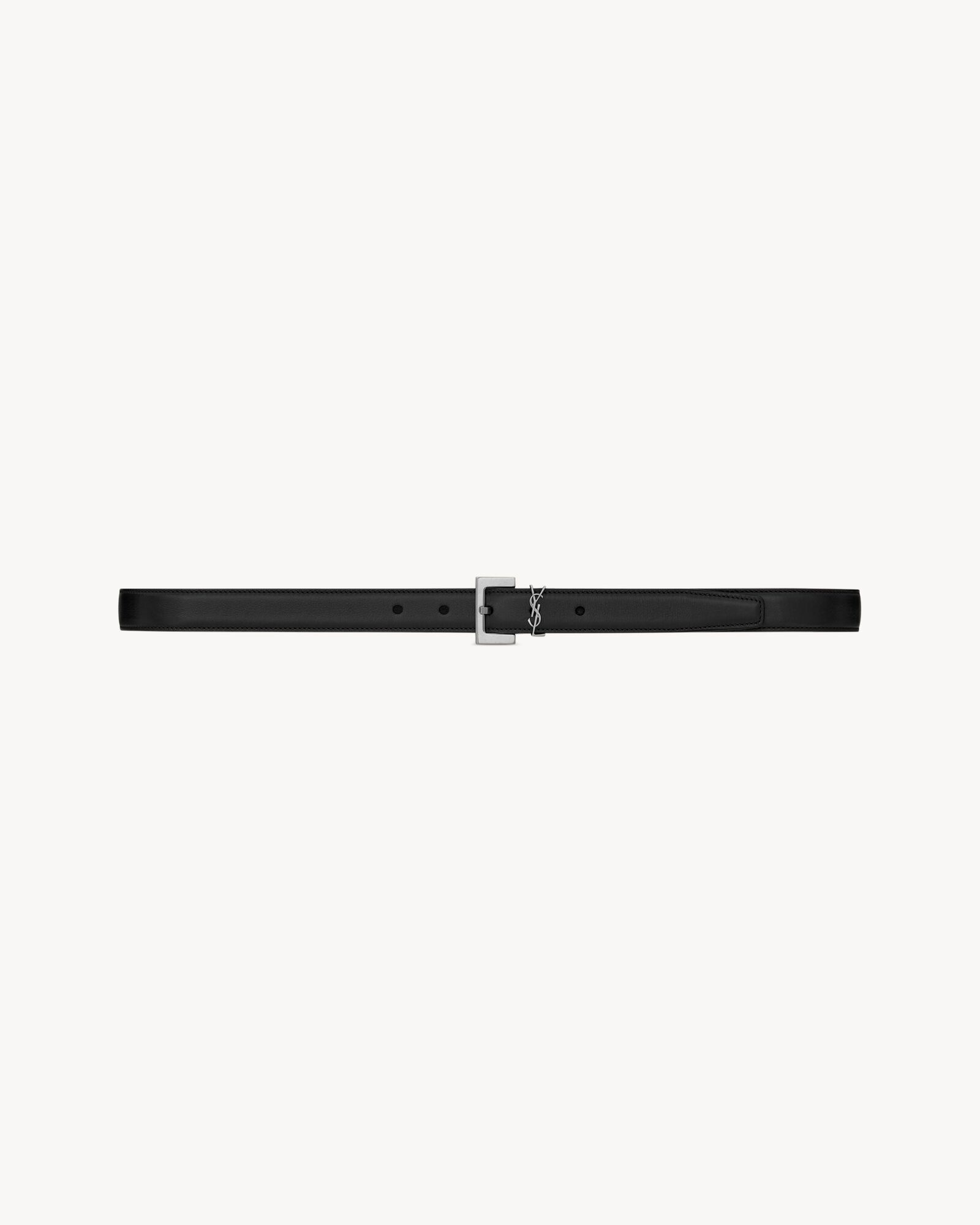 Saint Laurent logo square buckle narrow leather belt