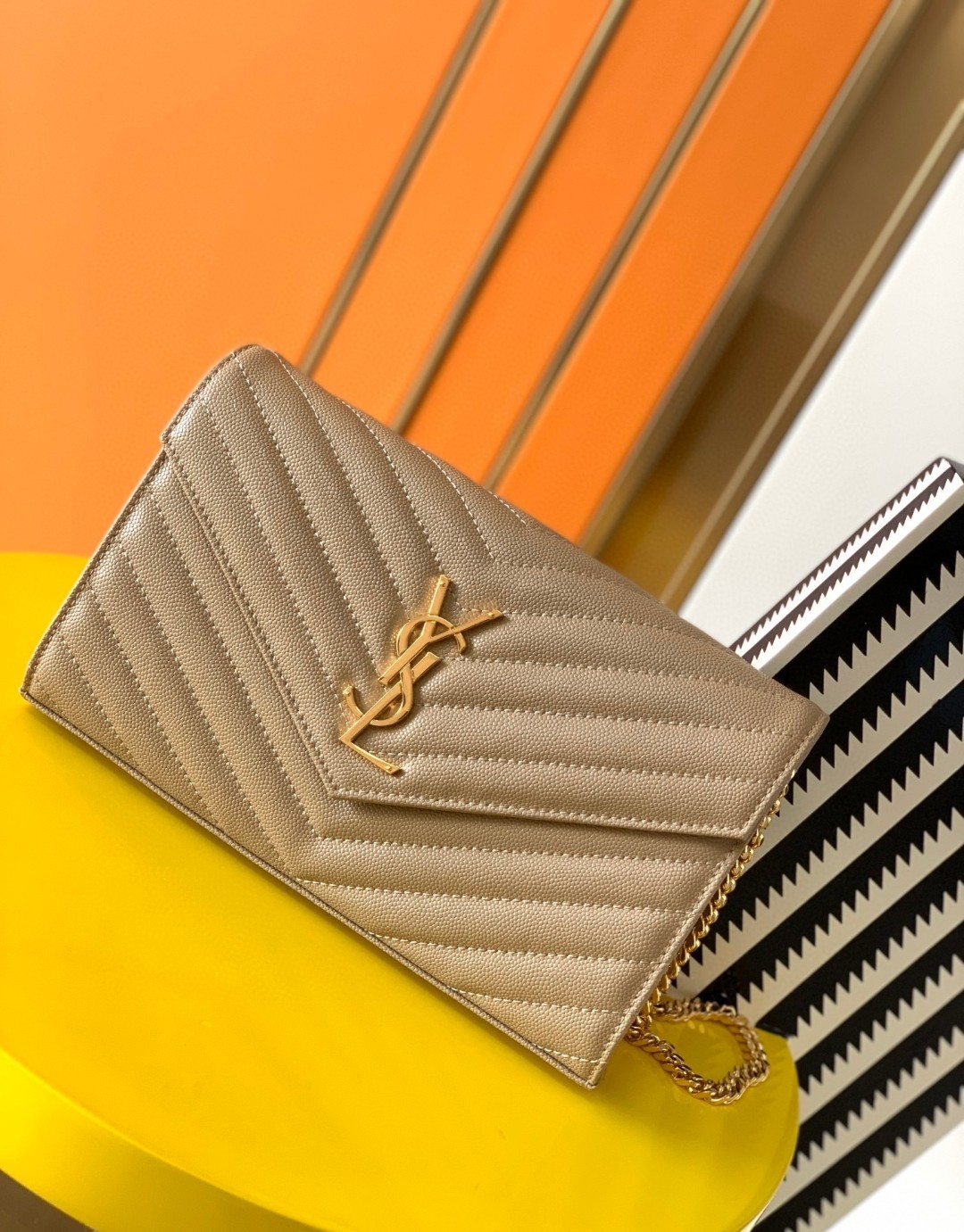 Top version YSL monogram woc 100% leather chain bag