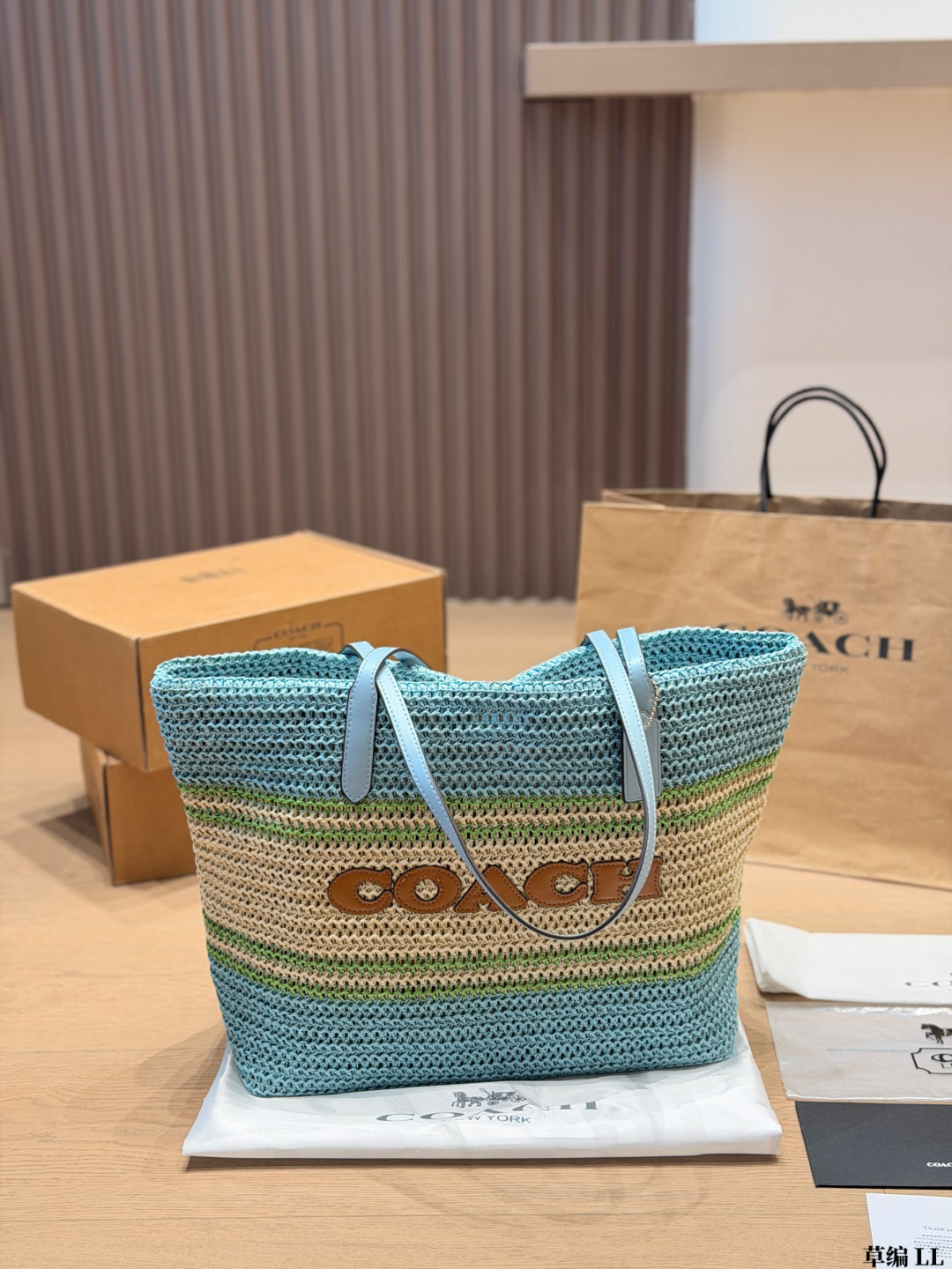 Coach straw tote bag