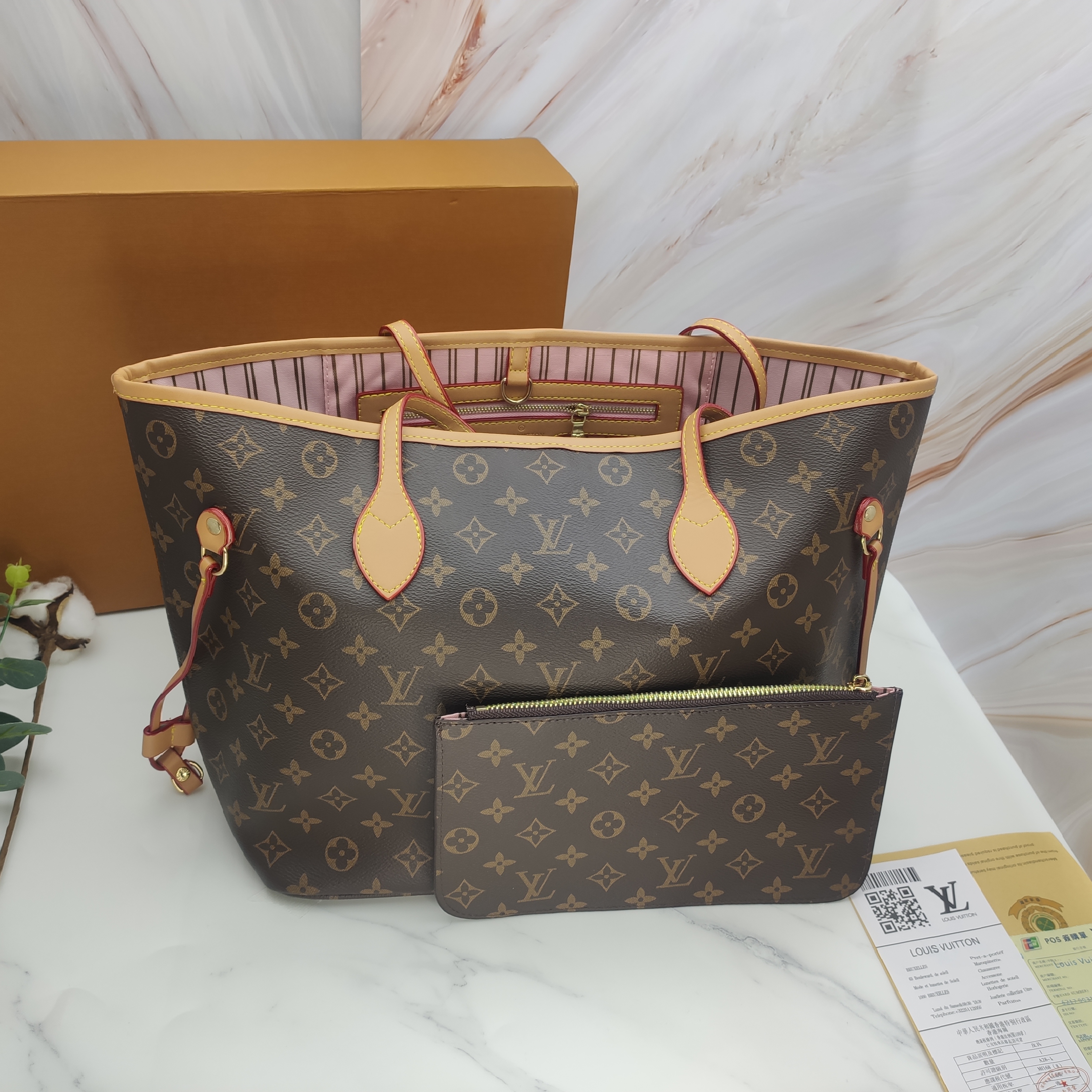 LV shopping MM neverfull tote handbag