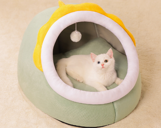 Home semi-enclosed removable and washable pet bed