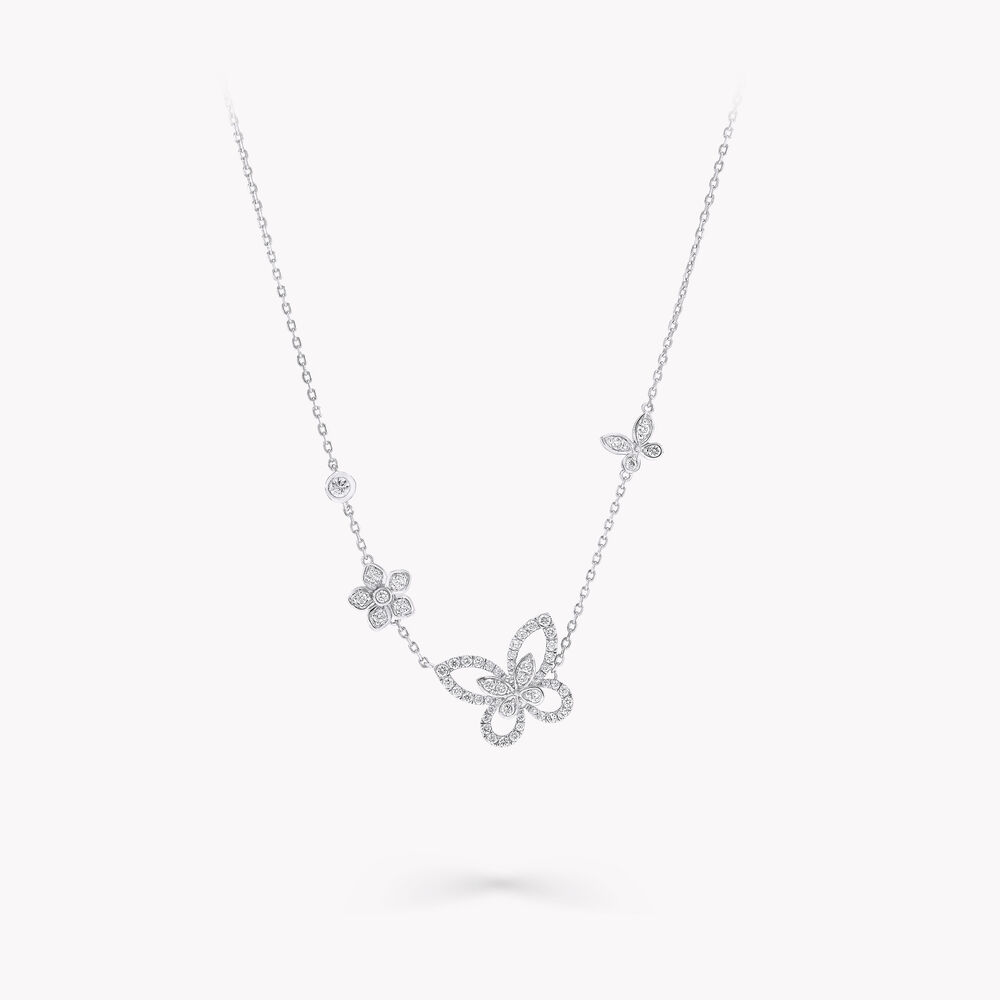 Graff Necklace with Butterfly Illusion Flower Design Diamond Pendant