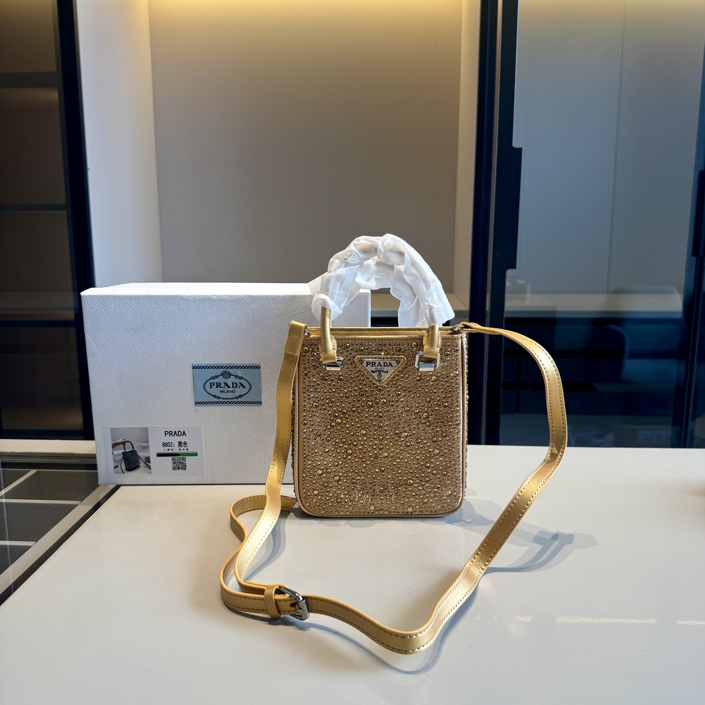 Prada Rhinestone Series Sparkling Mini Tote Bag