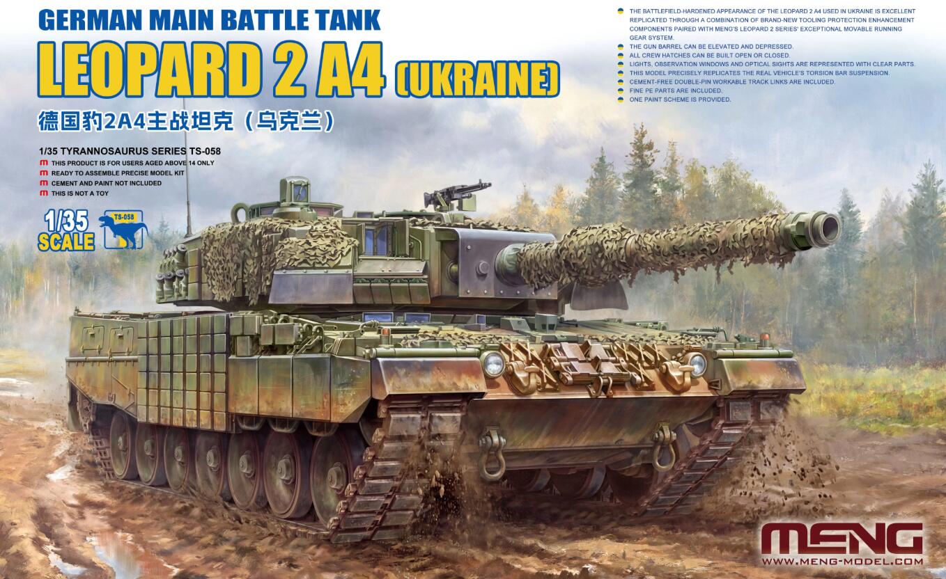 MENG TS-058 1/35 German Main Battle Tank Leopard 2A4(Ukraine) Assembly Model Kit