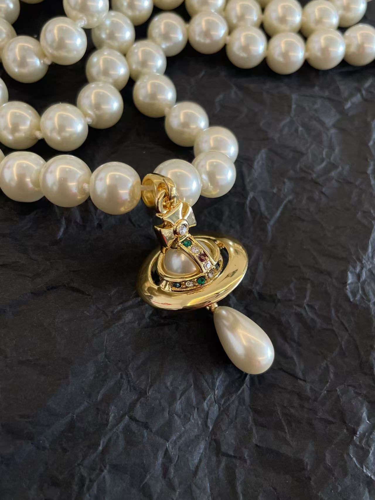 Vivienne Westwood Triple Pearl Pendant Necklace