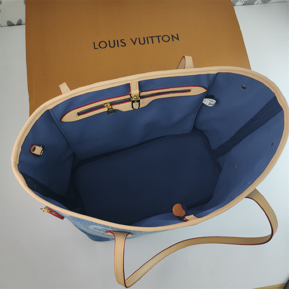 Louis Vuitton denim Canvas Large Neverfull Tote Bag