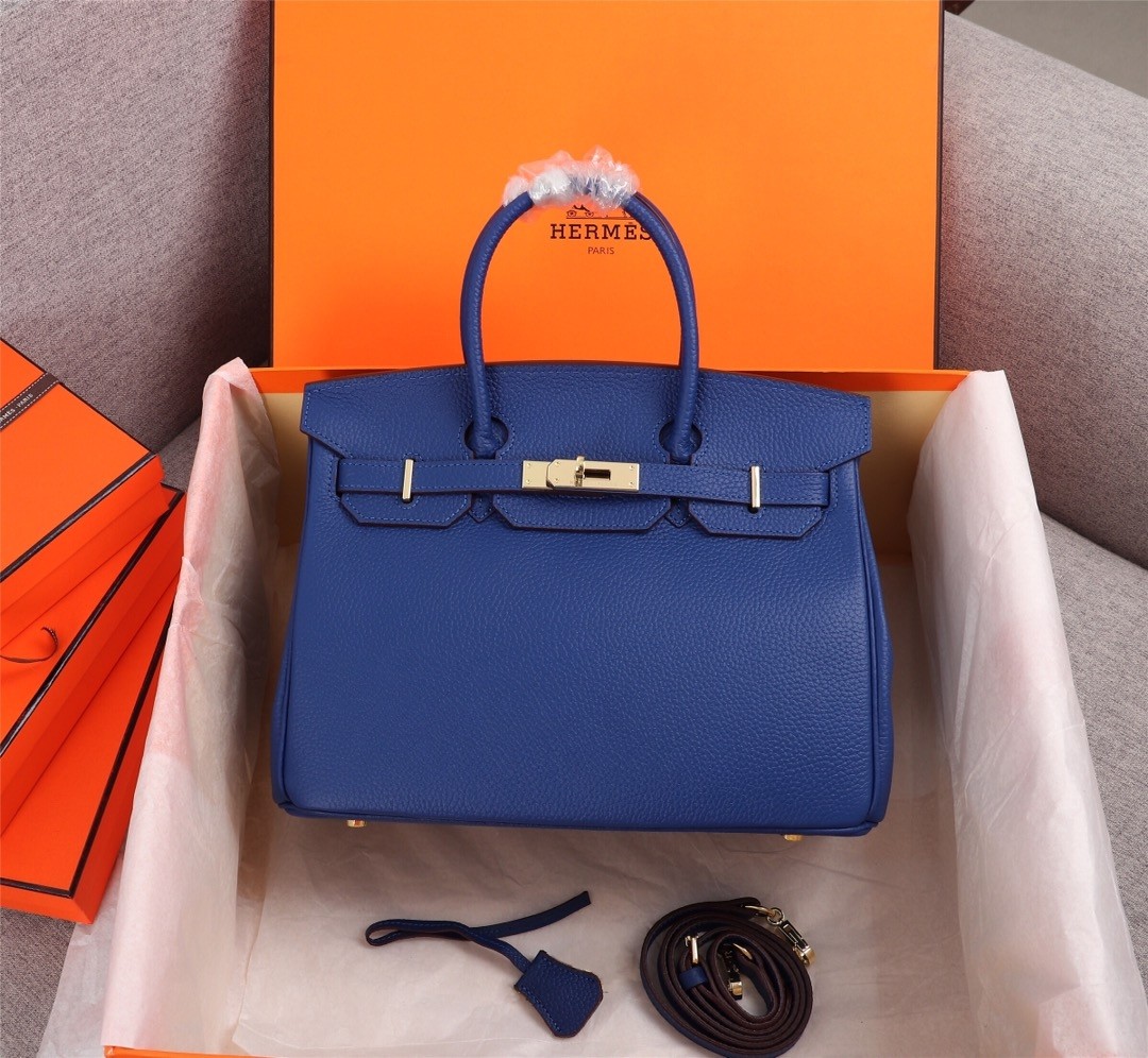 Top Quality Hermes  Epsom Birkin 30 Bleu Electrique Handbag