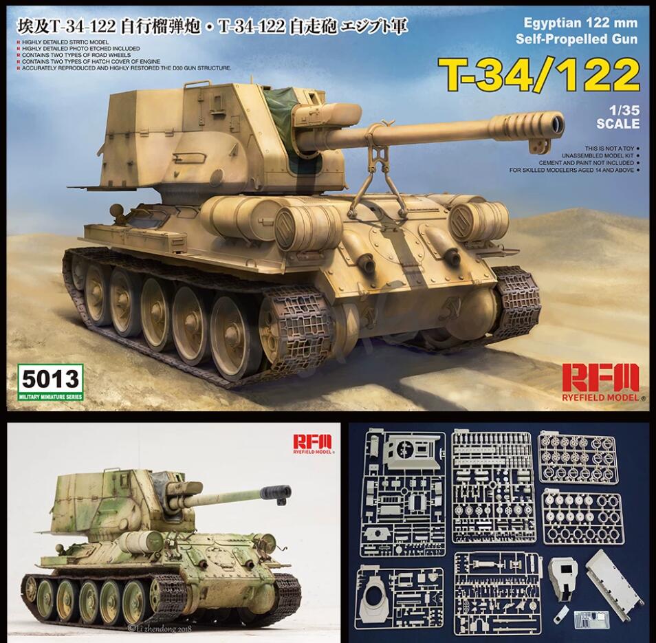 RYEFIELD MODEL RFM RM-5013 1/35 Egyptian 122mm Self-Propelled Gun T-34/122
