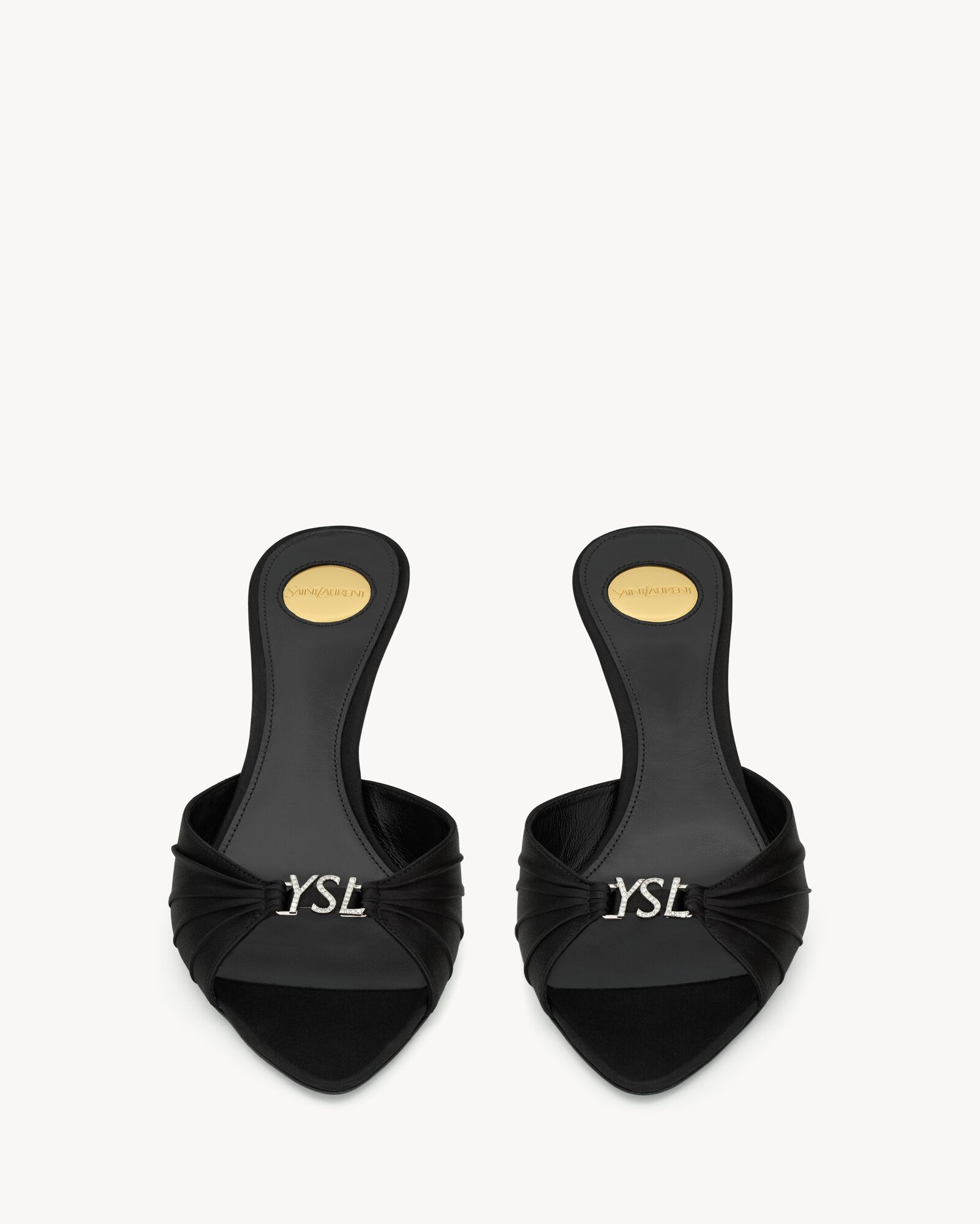 Saint Laurent shoes JERRY crepe satin and crystal mules