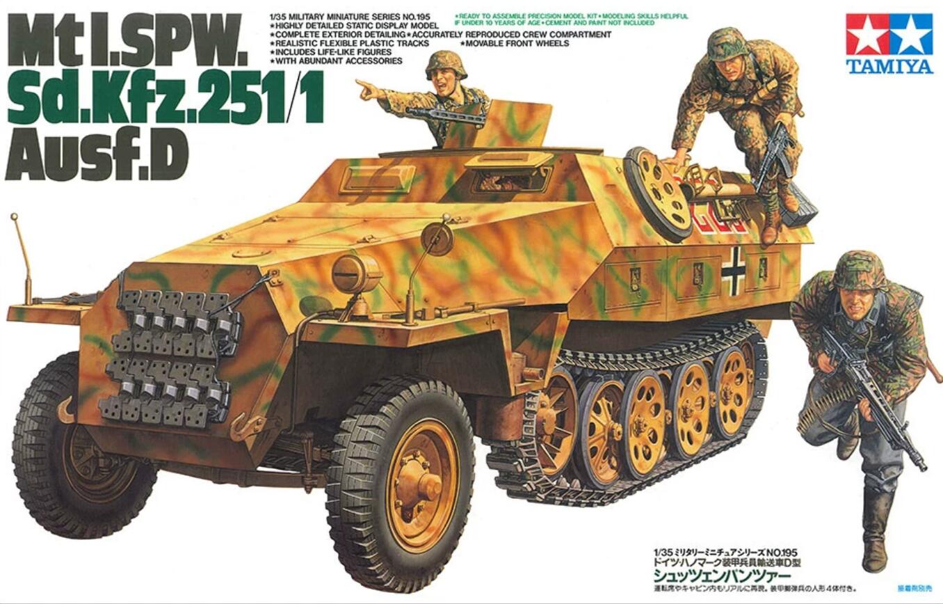 Tamiya 35195 1/35 Scale WWII German Half-Track SPW Sd.Kfz.251/1 Ausf.D Model Kit