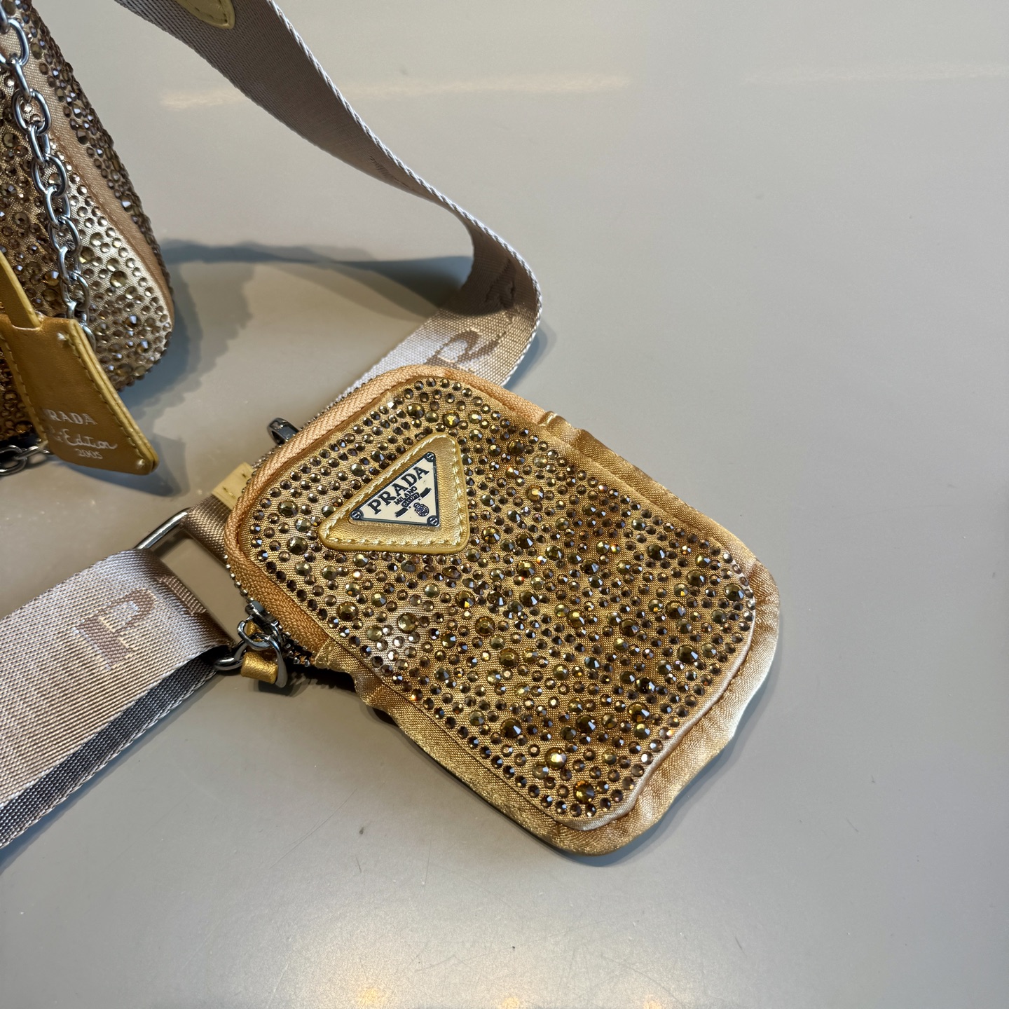 Prada Rhinestone Series Sparkling HOBO 3-in-1 Crossbody Bag
