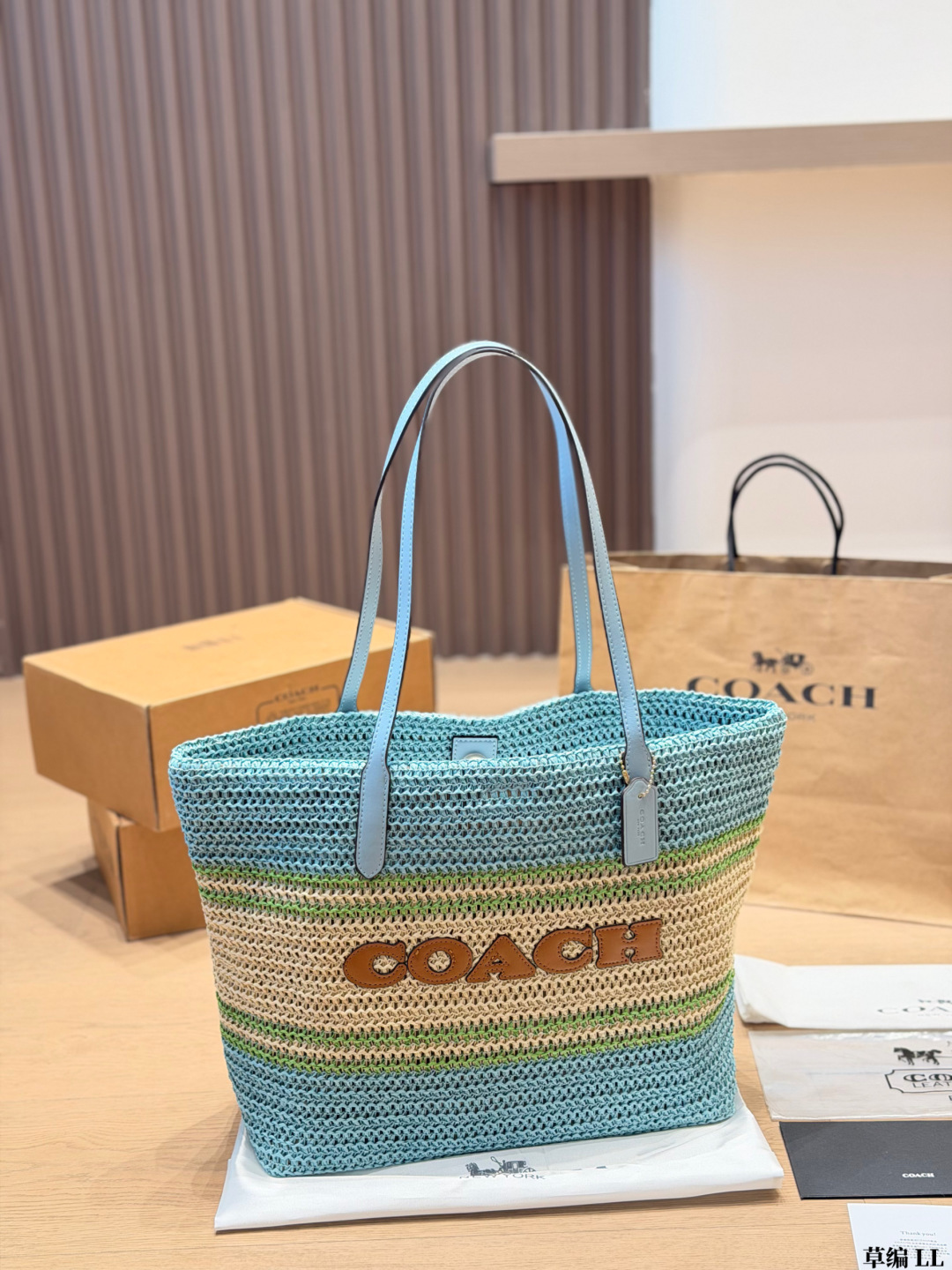 Coach straw tote bag