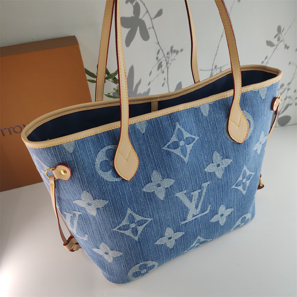 Louis Vuitton denim Canvas Large Neverfull Tote Bag