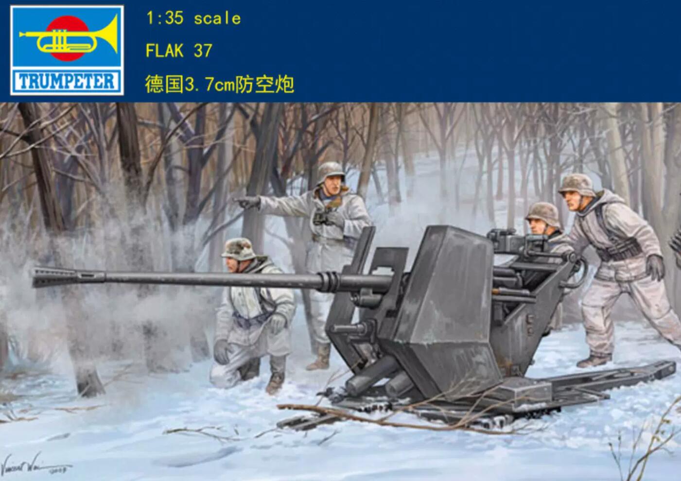 Trumpeter 02310 1/35 Scale Model Kit WWII German 37mm Flak 37 Anti-Aircraft Gun