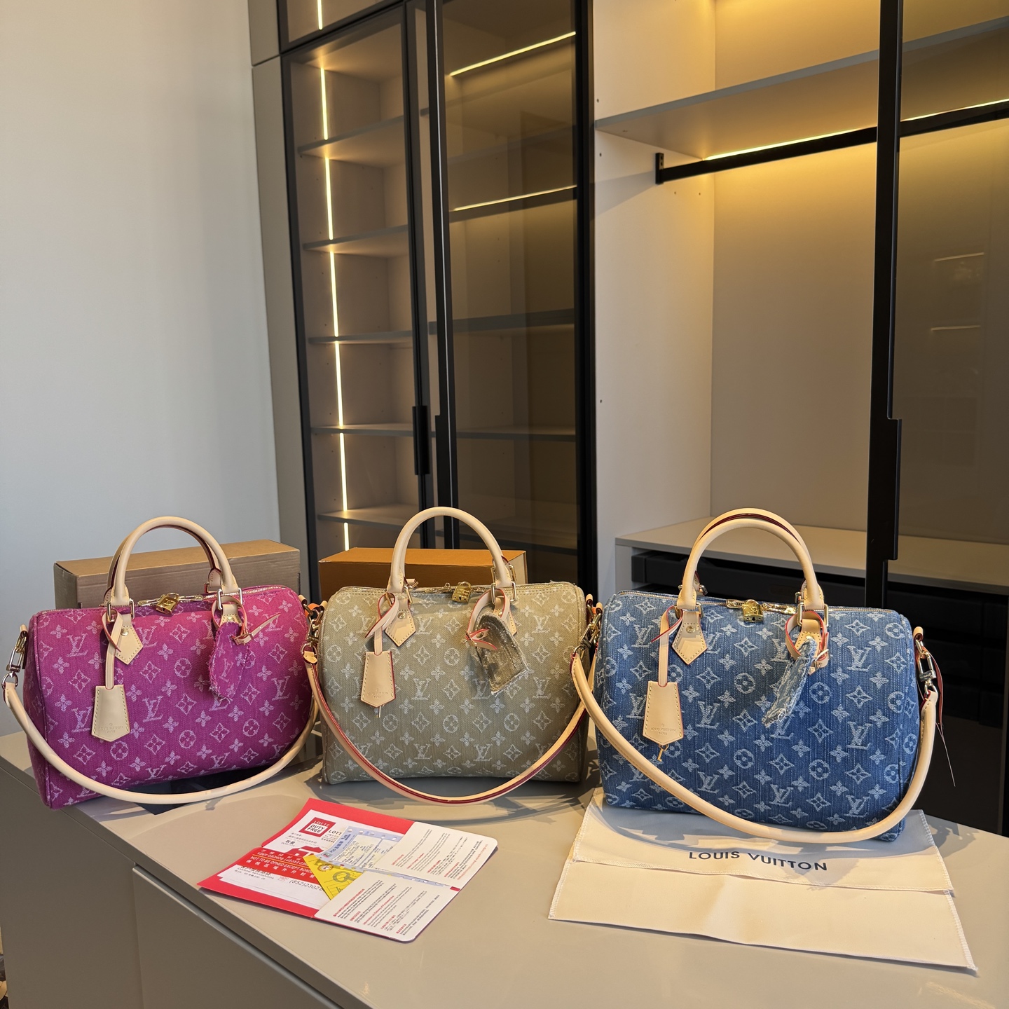 LV Denim Speedy 30 Pillow Bag