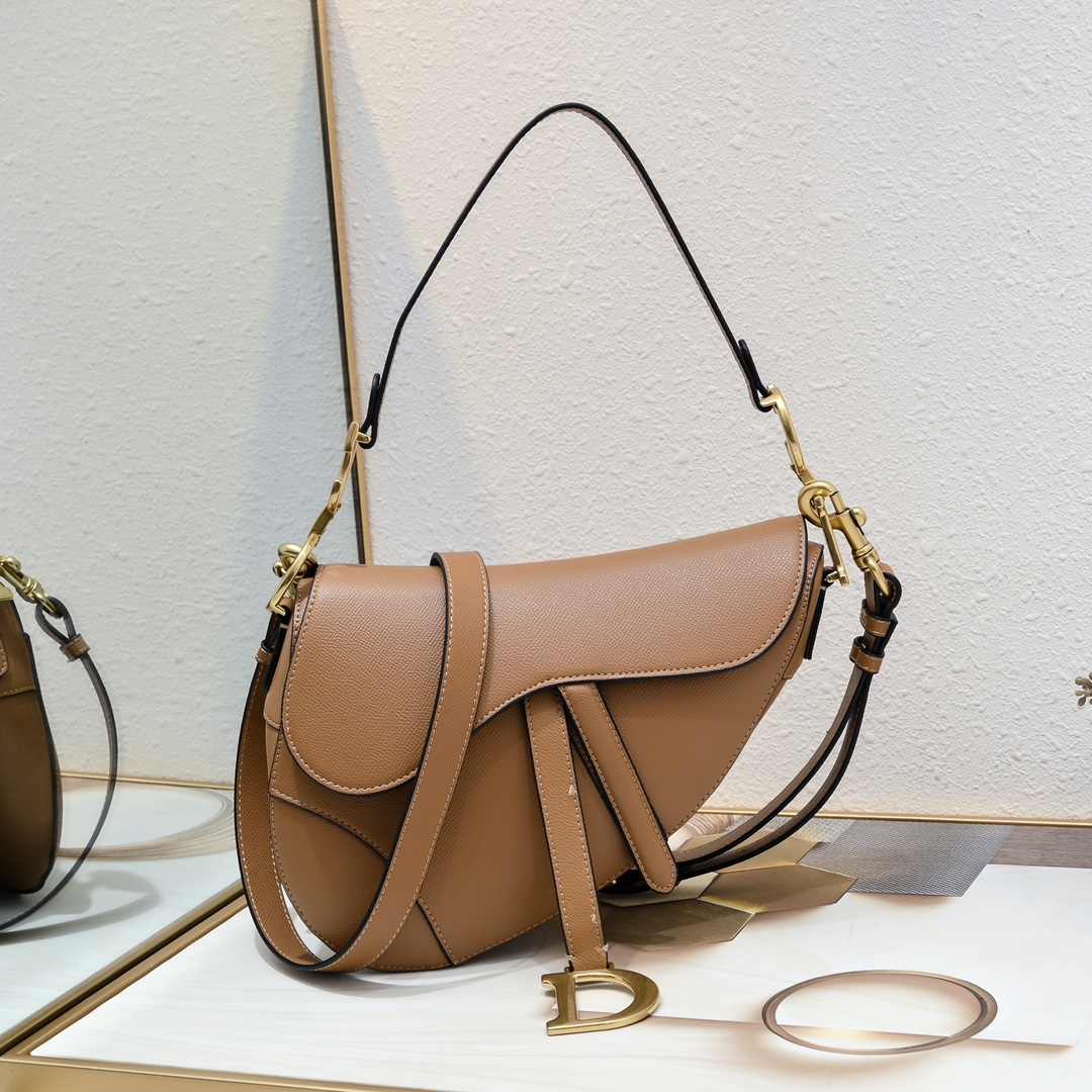 Christian Dior Grained Calfskin Mini Saddle Bag