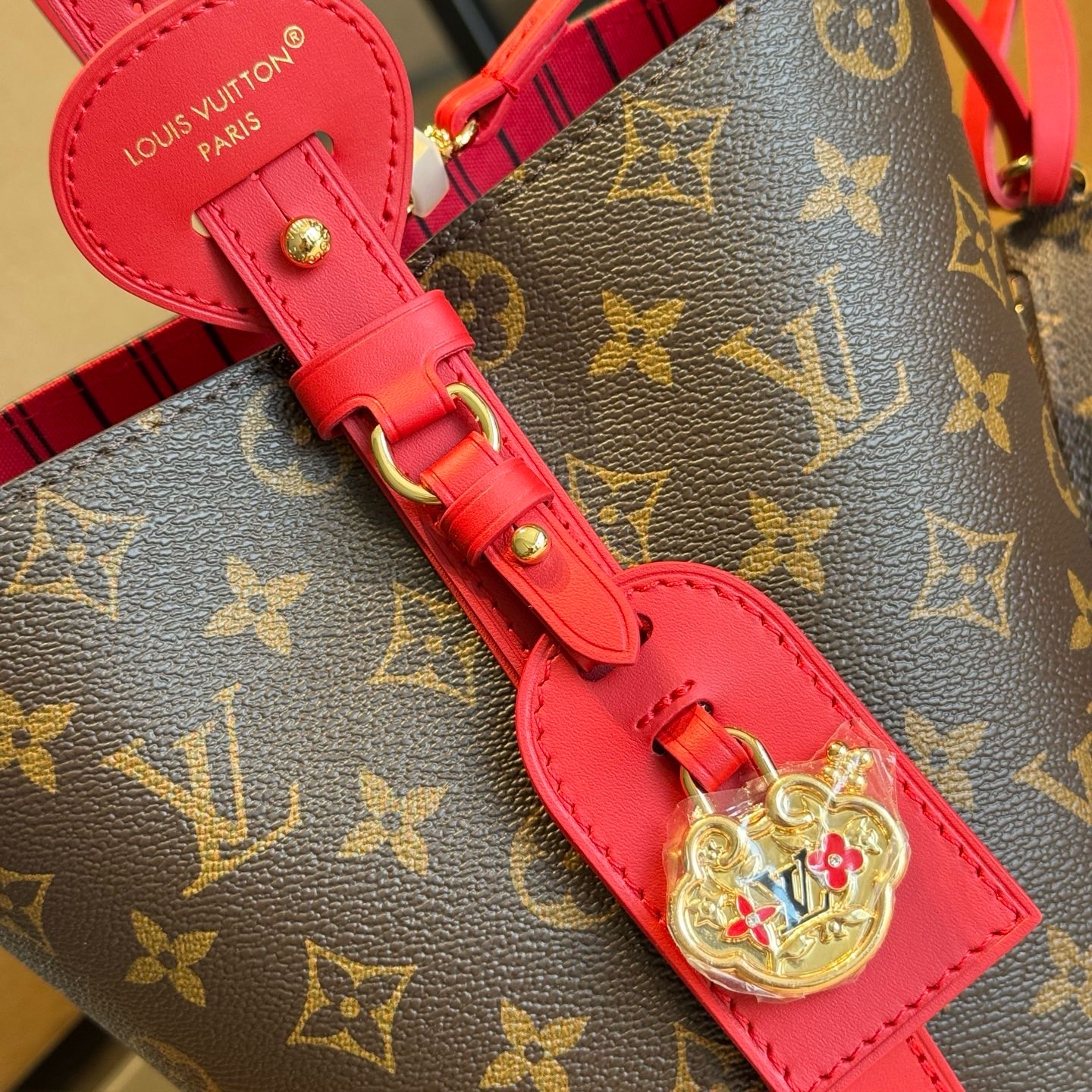 LV Red Series All-in BB Bucket Bag