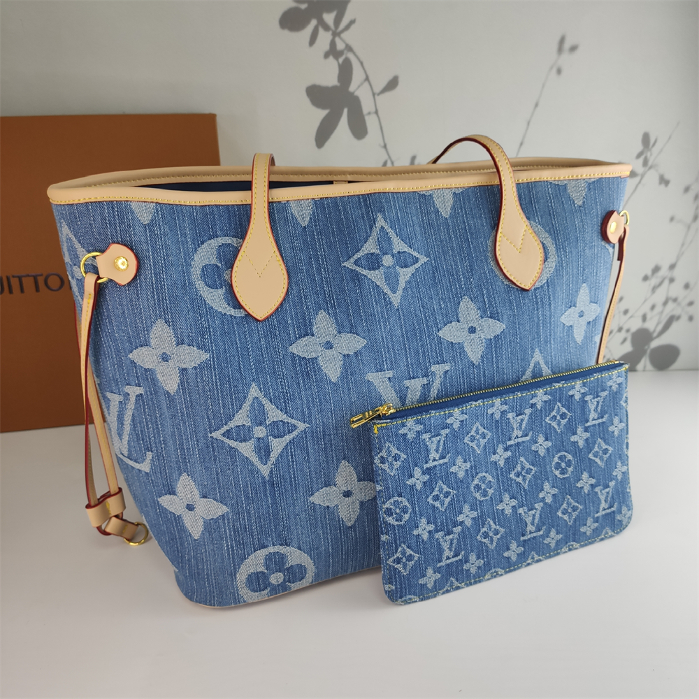Louis Vuitton denim Canvas Large Neverfull Tote Bag