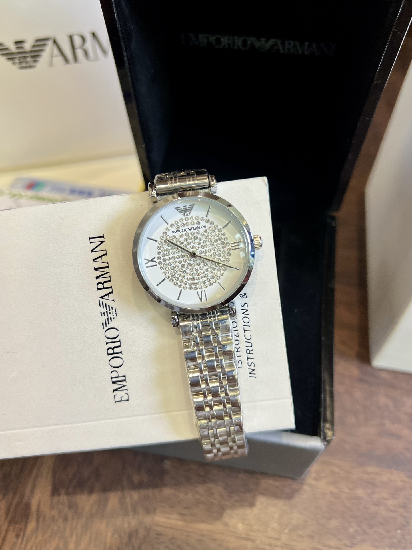 Emporio Armani AR1925 Crystal Pave White Dial Stainless Steel Ladies Watch