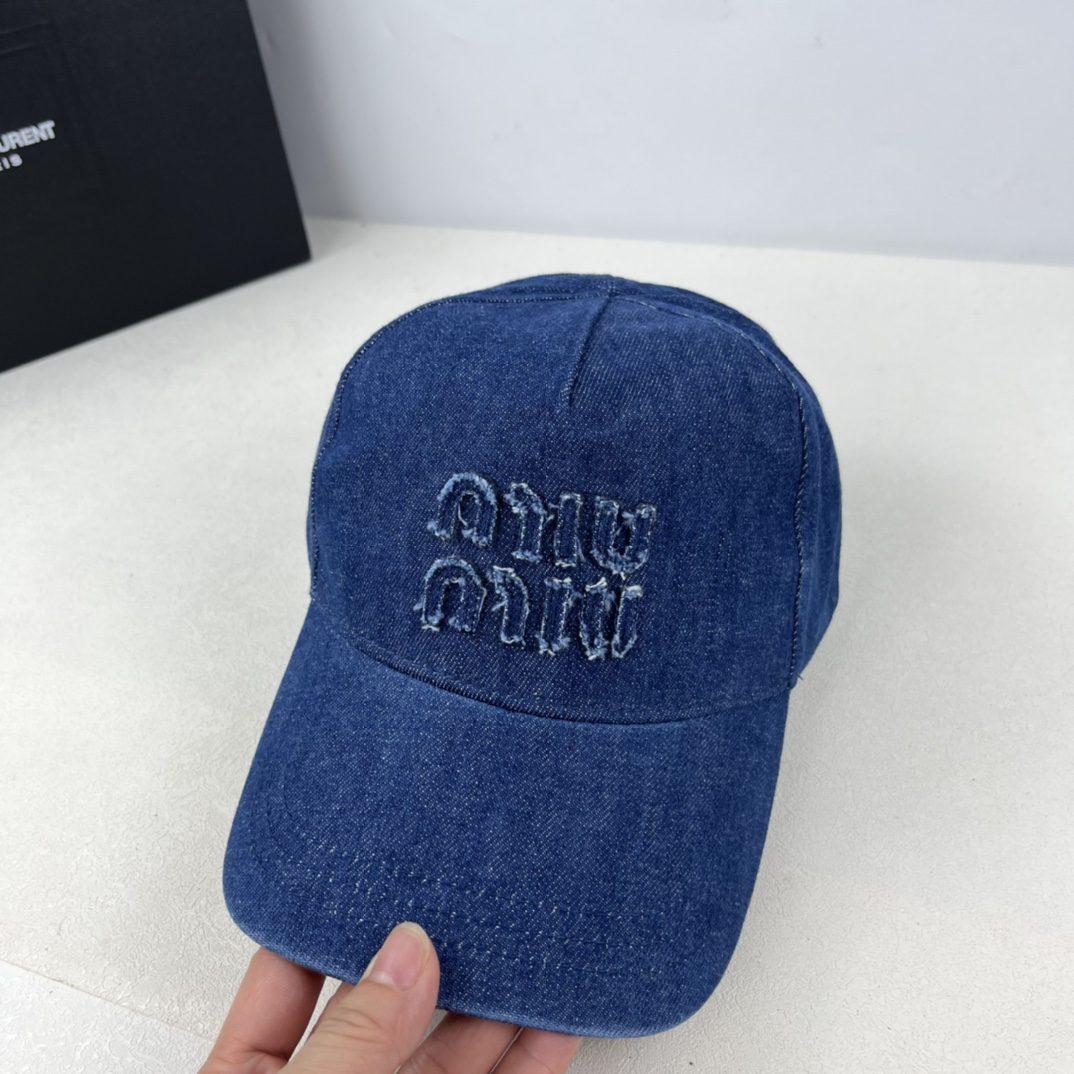 Miumiu washed denim baseball cap
