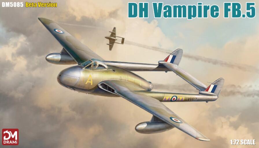 DRAMI DM5085 1/35 Air Force Fighter Bomber De Havilland Vampire FB.5 Model Kit