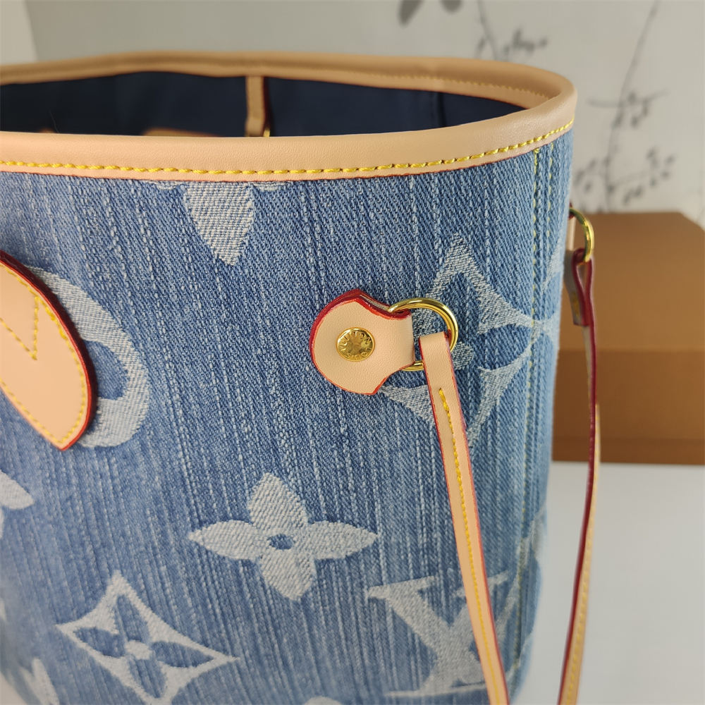 Louis Vuitton denim Canvas Large Neverfull Tote Bag