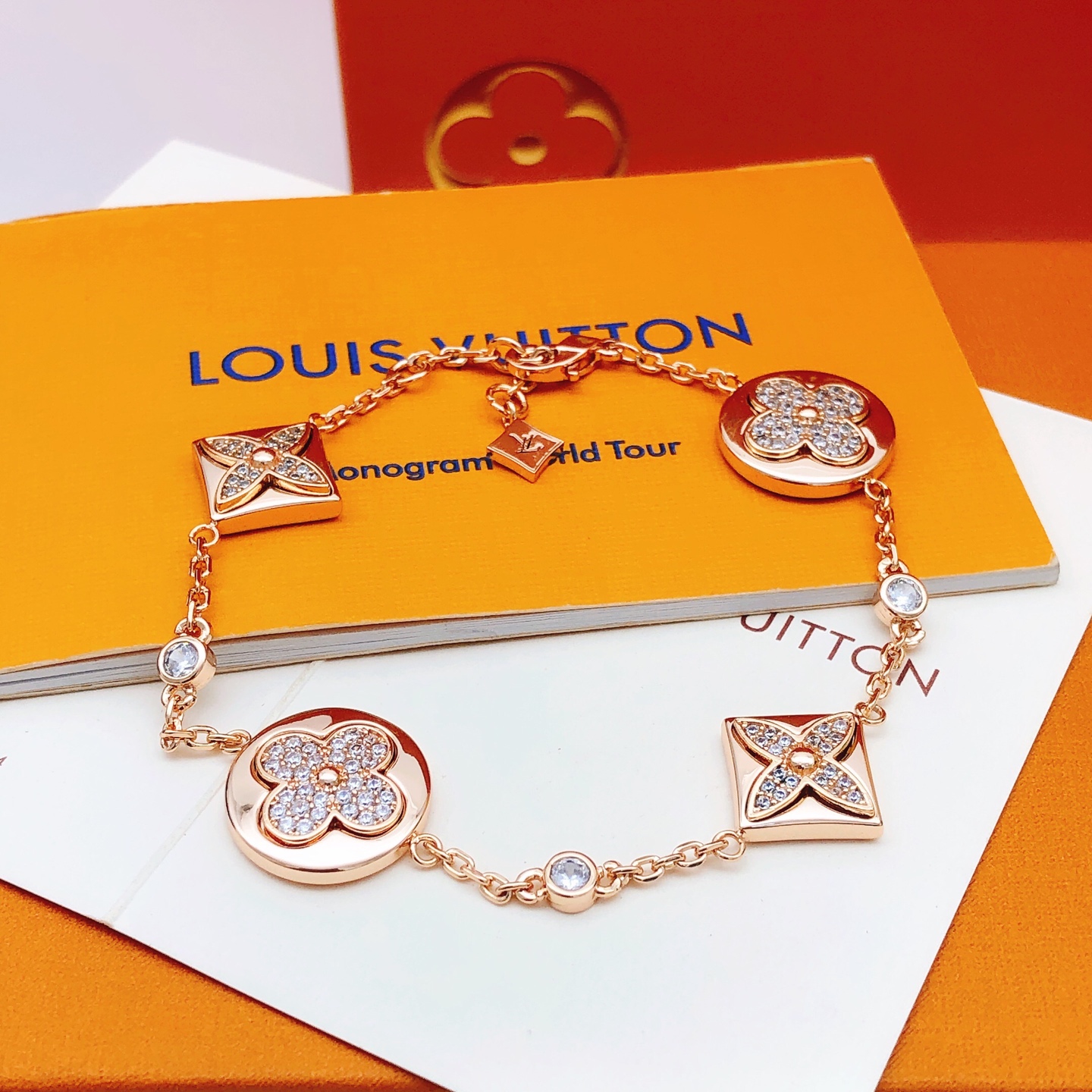 LV diamond-encrusted flower bracelet