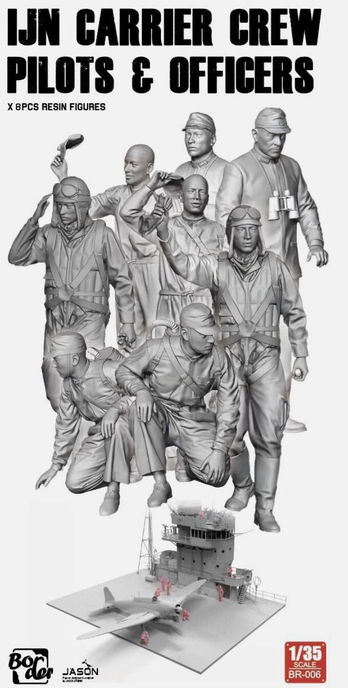 BORDER BR-006 1/35 WWII IJN CARRIER CREW PILOTS & OFFICERS X 8PCS RESIN FIGURES