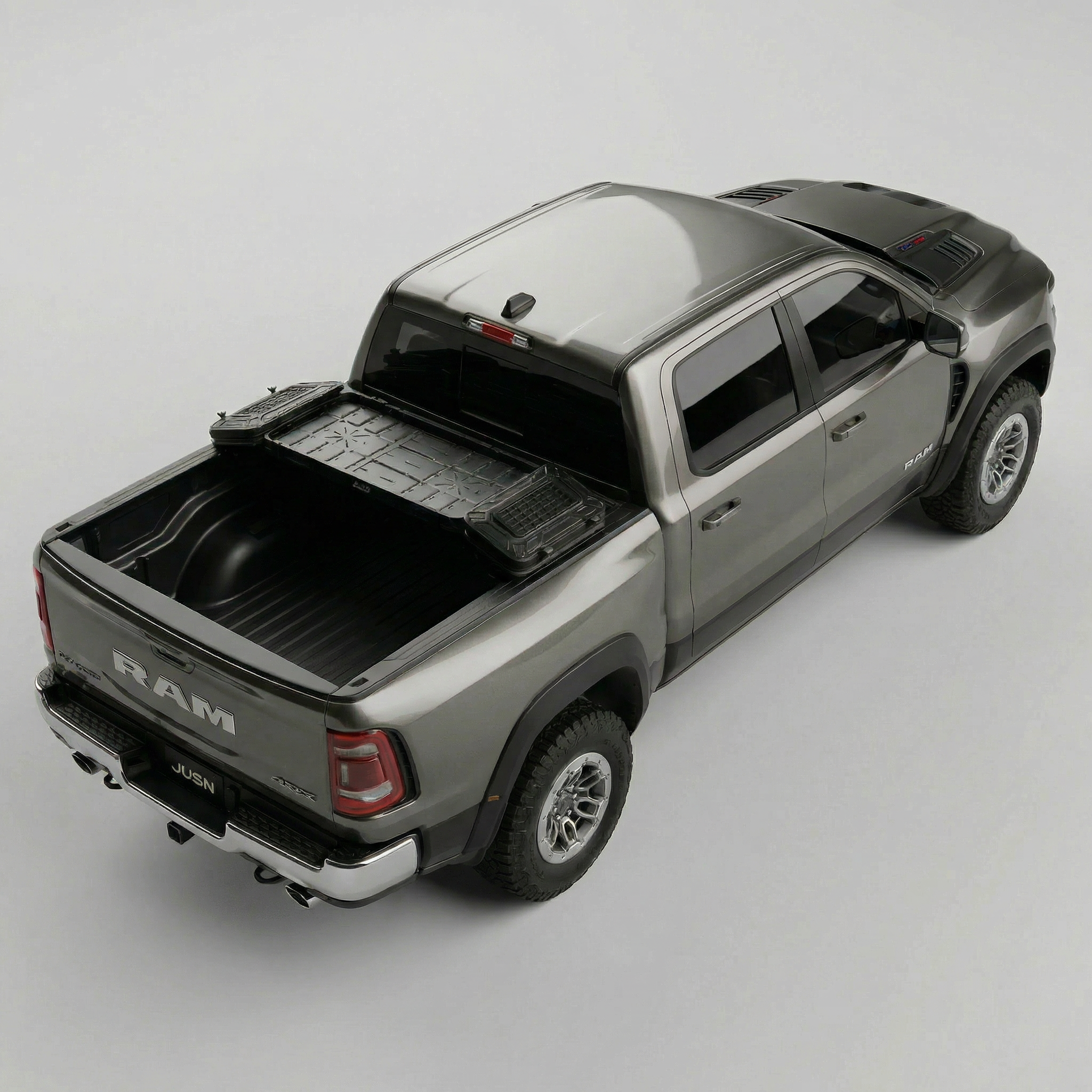 RAM 1500 Truck Bed Cargo Storage Rack - Trunk light Tool Box Tray Basket Lights on Tonneau Cover - JUSNDESIGN