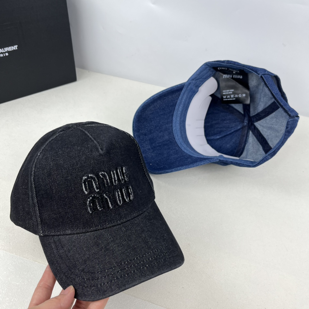 Miumiu washed denim baseball cap