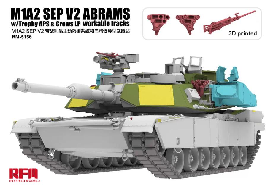 Rye Field Model (RFM) RM-5156 1/35 U.S. Main Battle Tank M1A2 SEP V2 w/Trophy & CROWS - Active Suspension & Workable Tracks