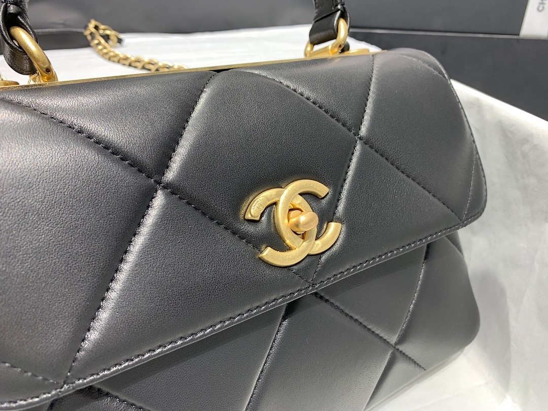Chanel  Lambskin Quilted Small Trendy CC Top Handle Flap Navy