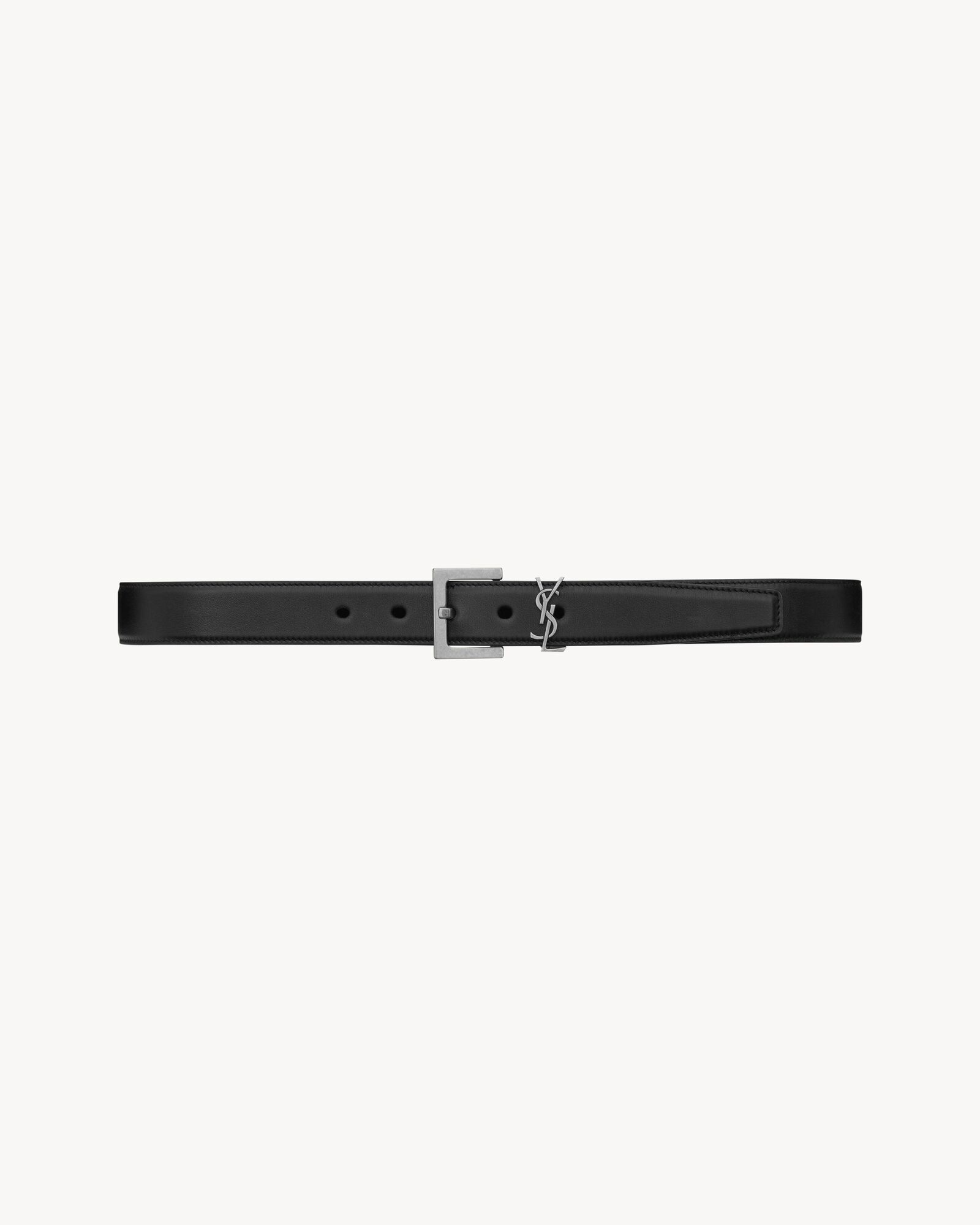 Saint Laurent logo square buckle smooth leather belt