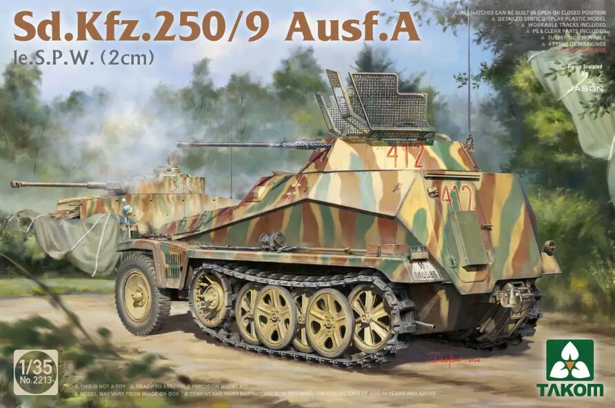 TAKOM 2213 1/35 Scale Sd.Kfz.250/9 Ausf.A Ie.S.P.W. (2cm) Assembly Model kit