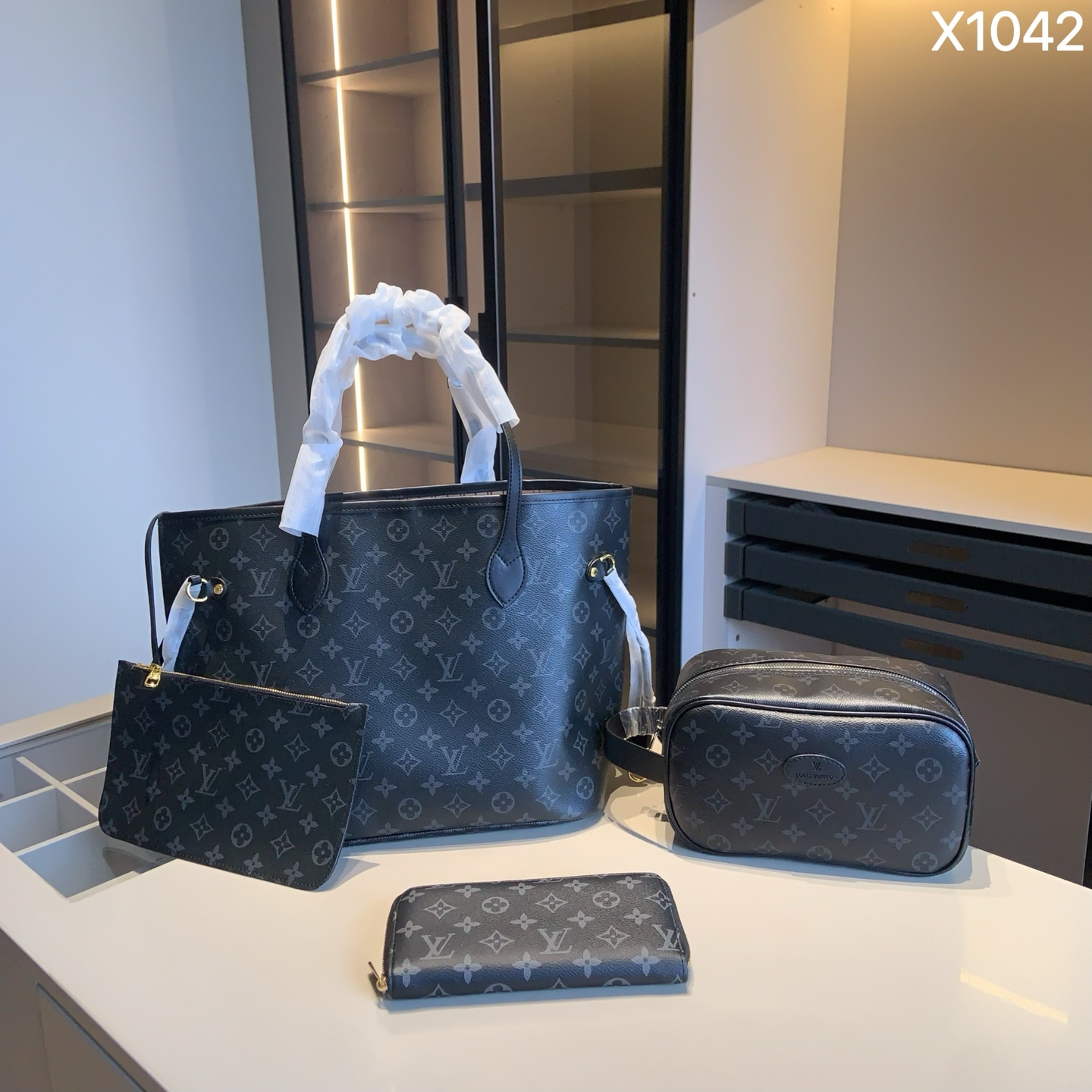 LV Shopping Bag + LV Cosmetic Pouch + LV Wallet