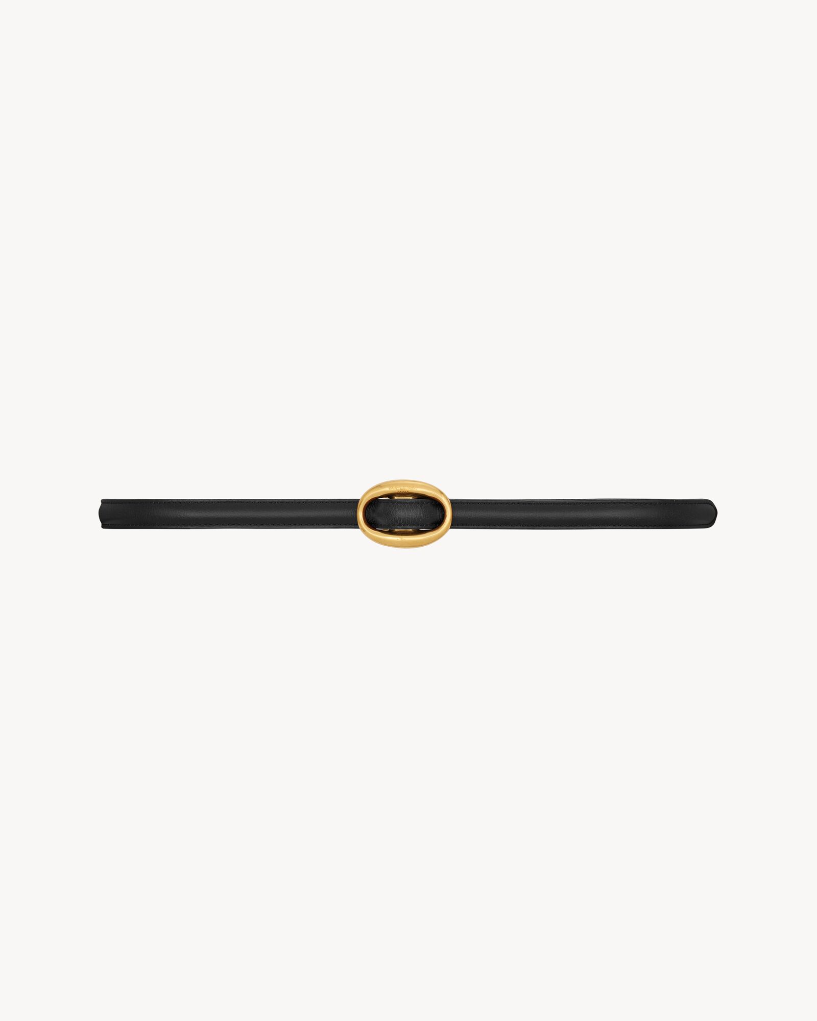 Saint Laurent Oval Buckle Smooth Leather Double-Sided Narrow Belt