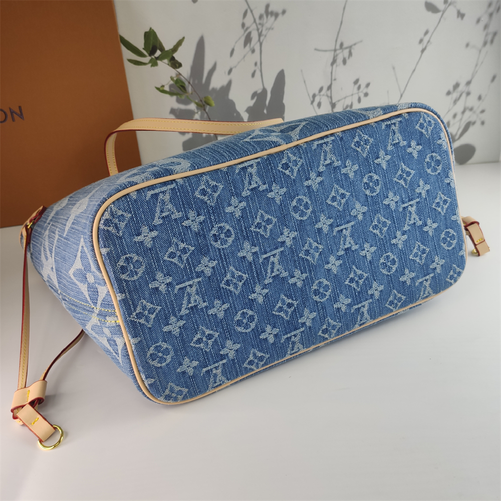 Louis Vuitton denim Canvas Large Neverfull Tote Bag