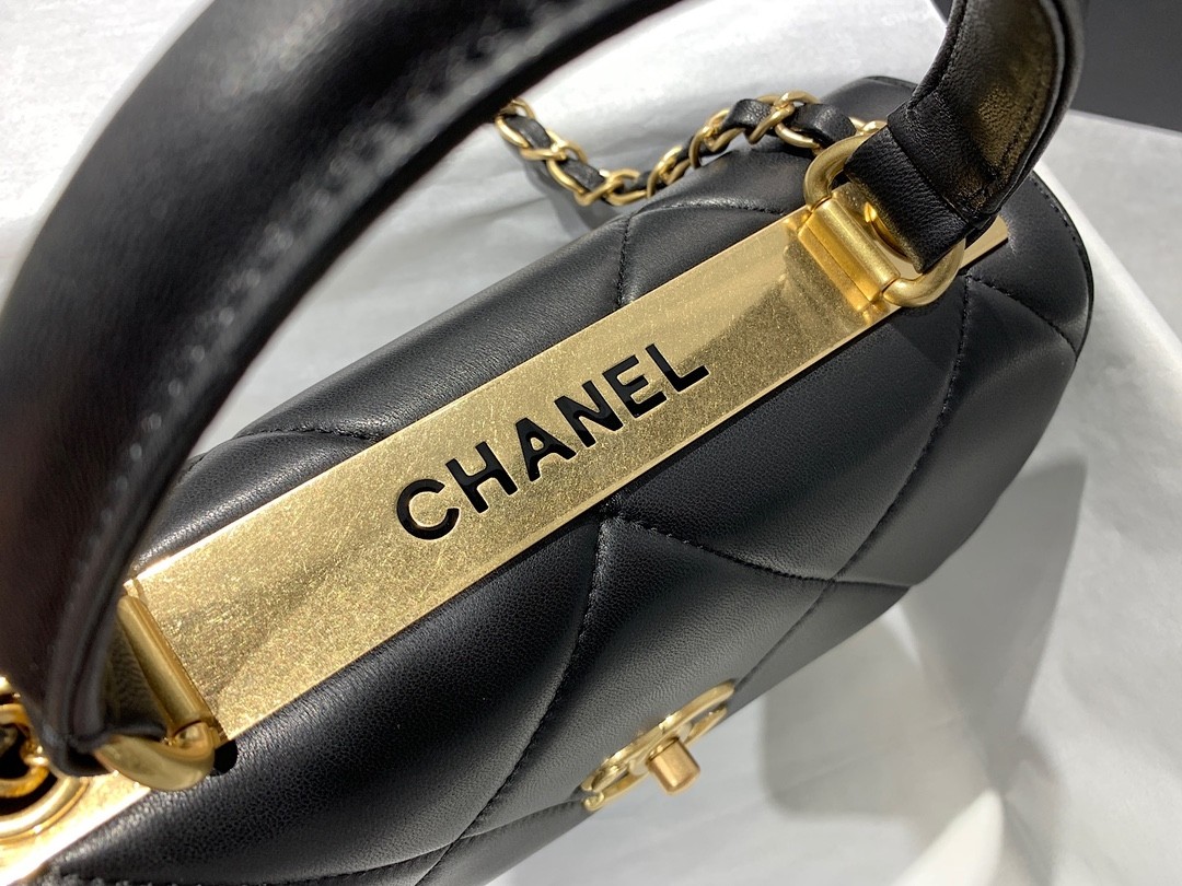 Chanel  Lambskin Quilted Small Trendy CC Top Handle Flap Navy