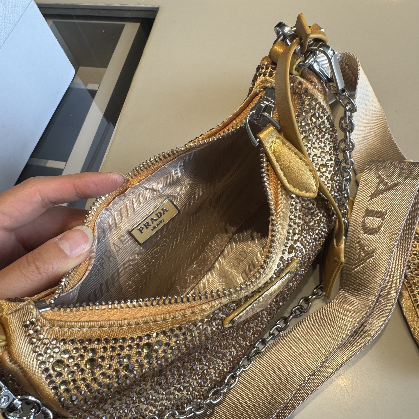 Prada Rhinestone Series Sparkling HOBO 3-in-1 Crossbody Bag