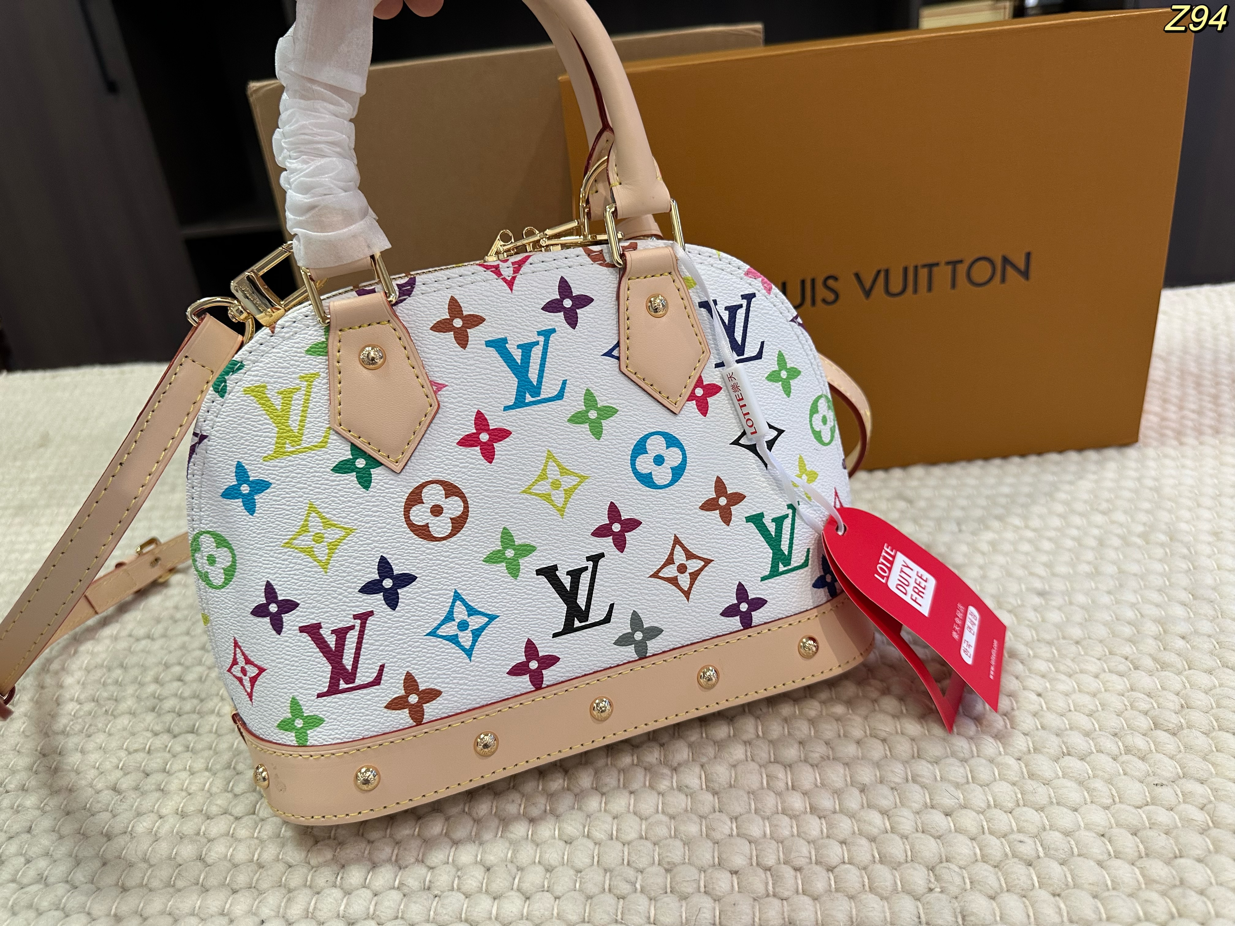 Louis Vuitton White Multicolore Alma Bag