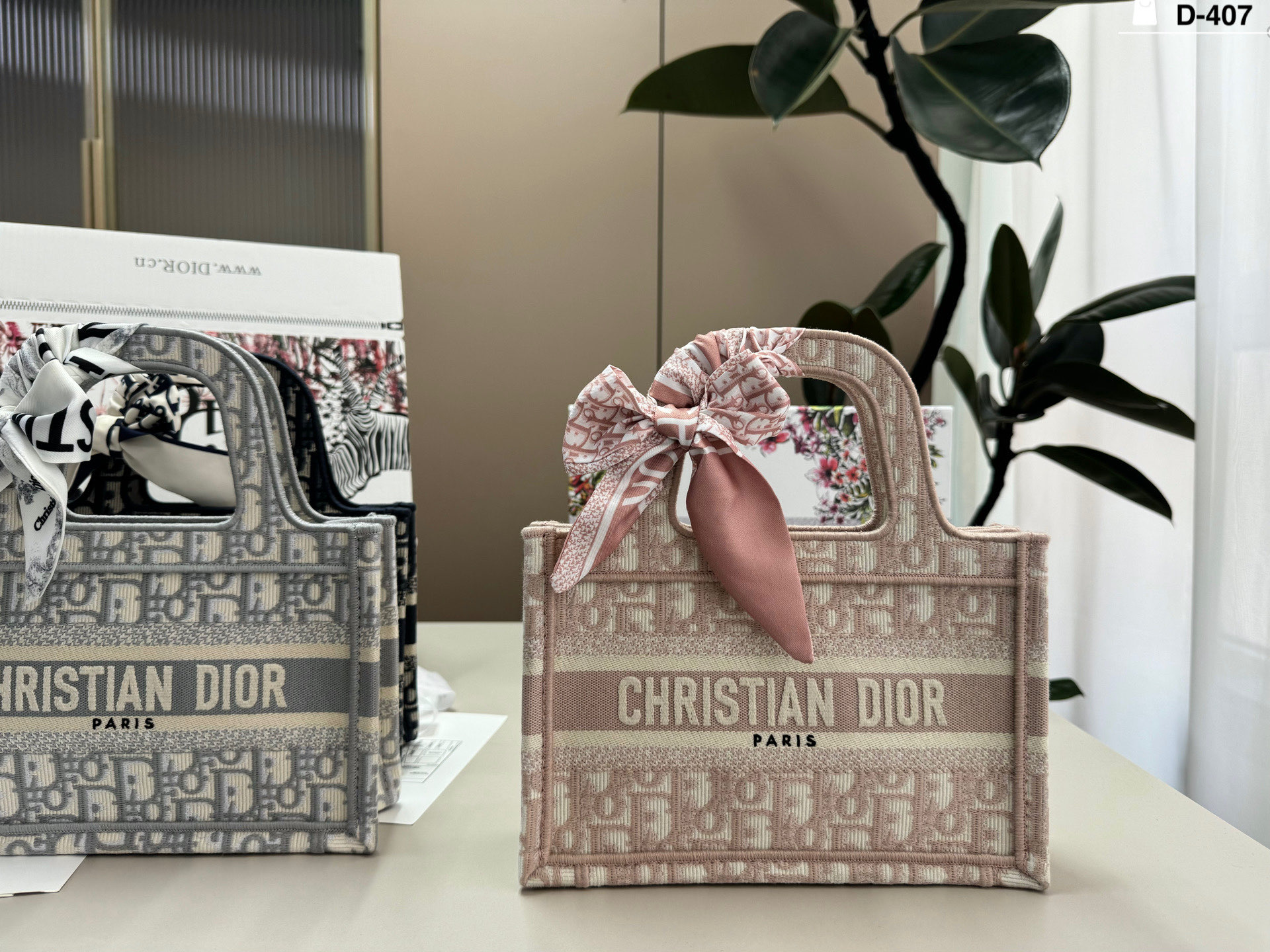 Dior Mini Book Embroidered Tote Bag