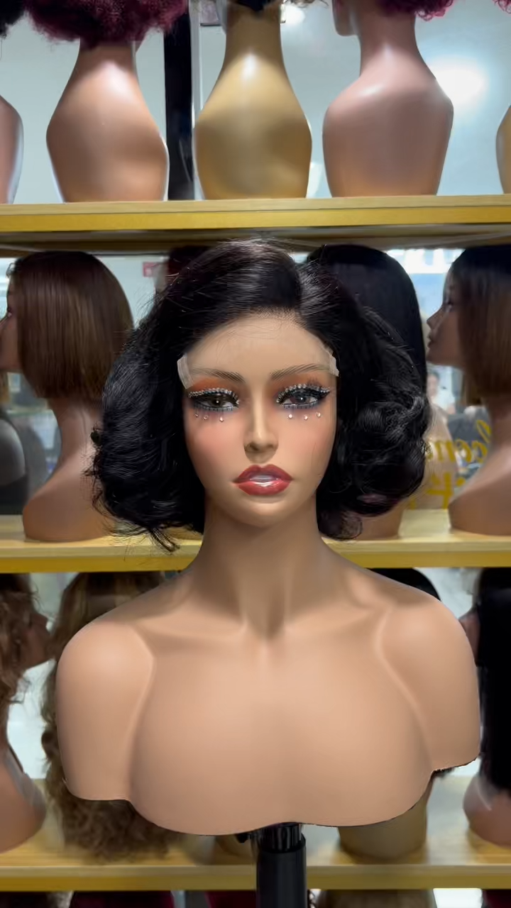 BL 12Inch 5×5 Closure Gluesless Brazilian Hair Loose Bouncy Wig High Density