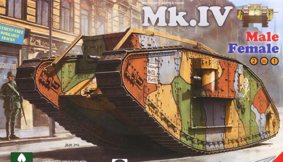 Takom 2076 1/35 WWI Heavy Battle Tank Mk.IV Male Female 2 in1 Plastic Model Kit