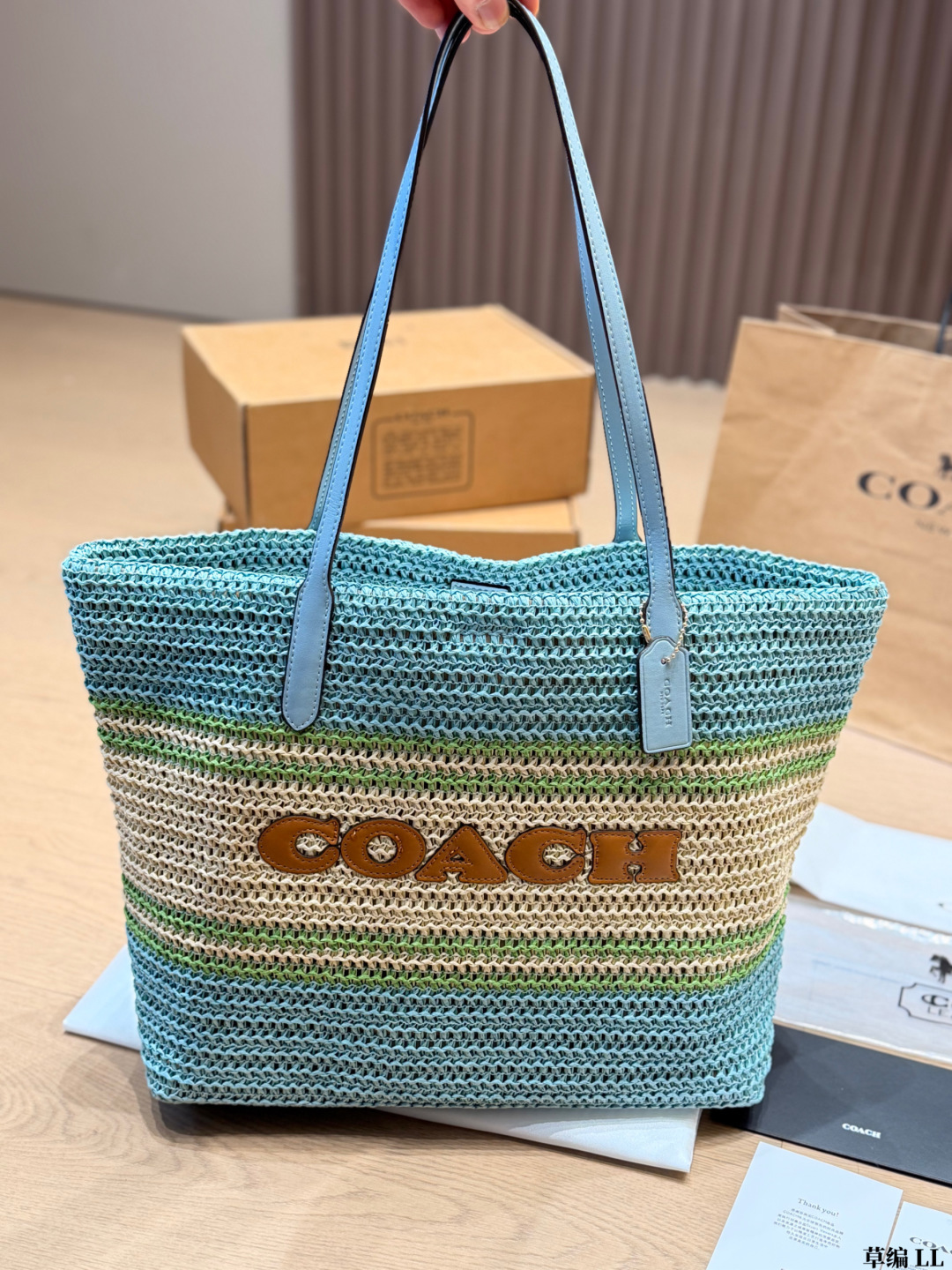 Coach straw tote bag